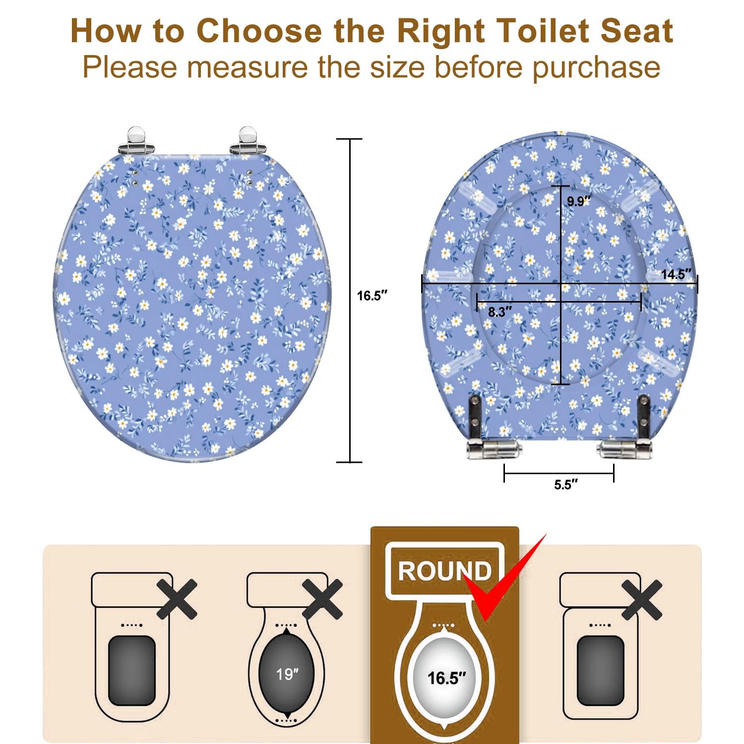 Asiento de inodoro redondo genérico de resina para baño
