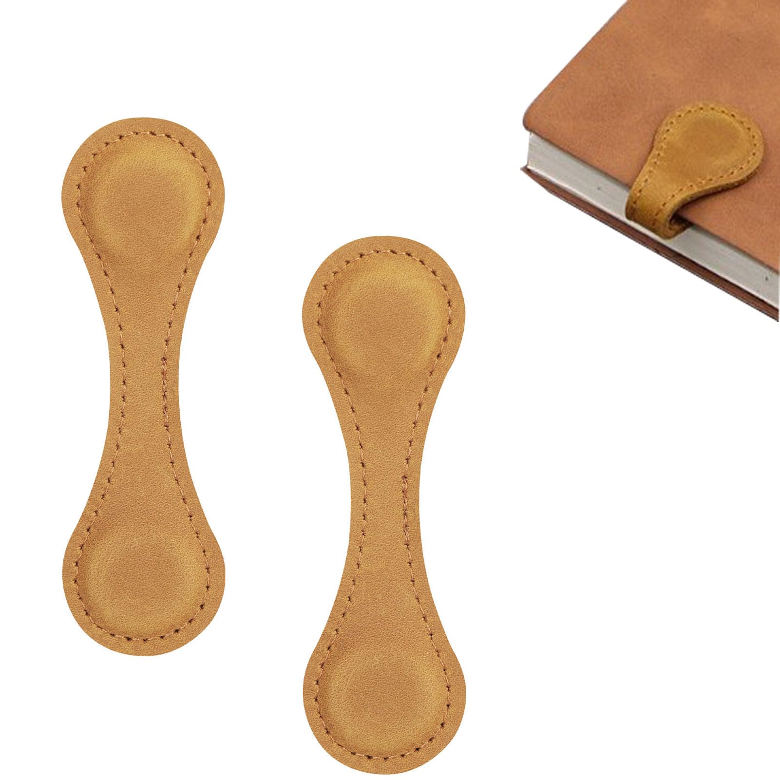 WWW Marcapáginas magnético de cuero – Marcador magnético hecho a mano de doble cara, marcador magnético personalizado de cuero para los amantes de los libros, 2 unidades, amarillo