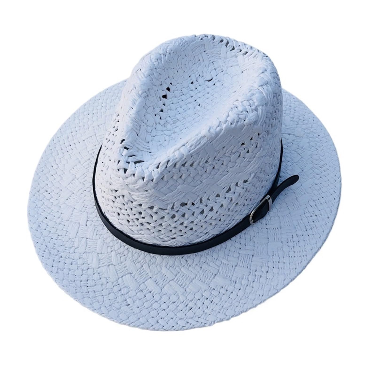 Chapeau de soleil en paille creuse blanc idéal pour vos soirées beach party et look cowboy