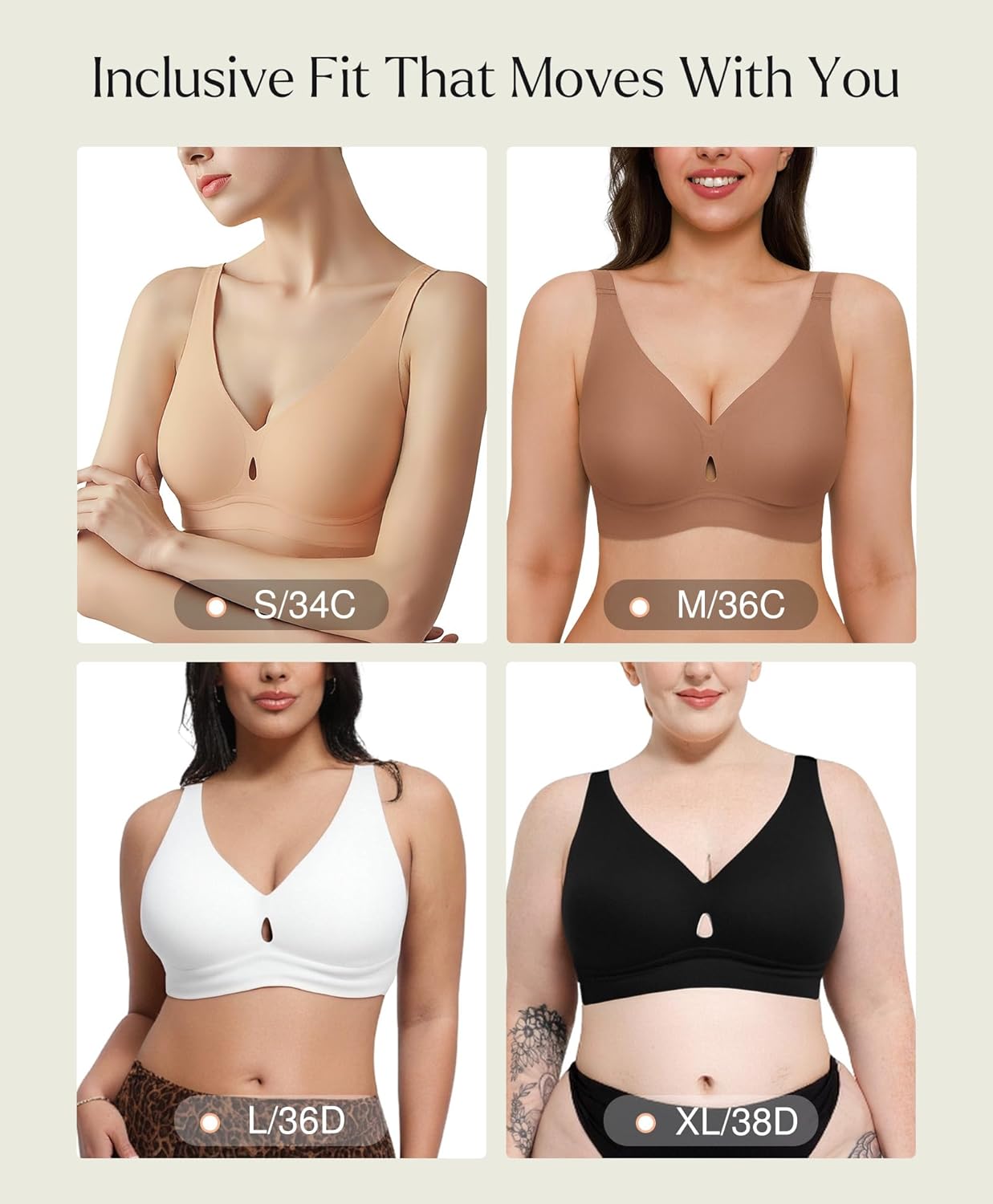 Popilush Bras for Women No Underwire Push Up Bra Seamless Wireless Bralettes with Support Comfortable Minimizer Bra - Image 6