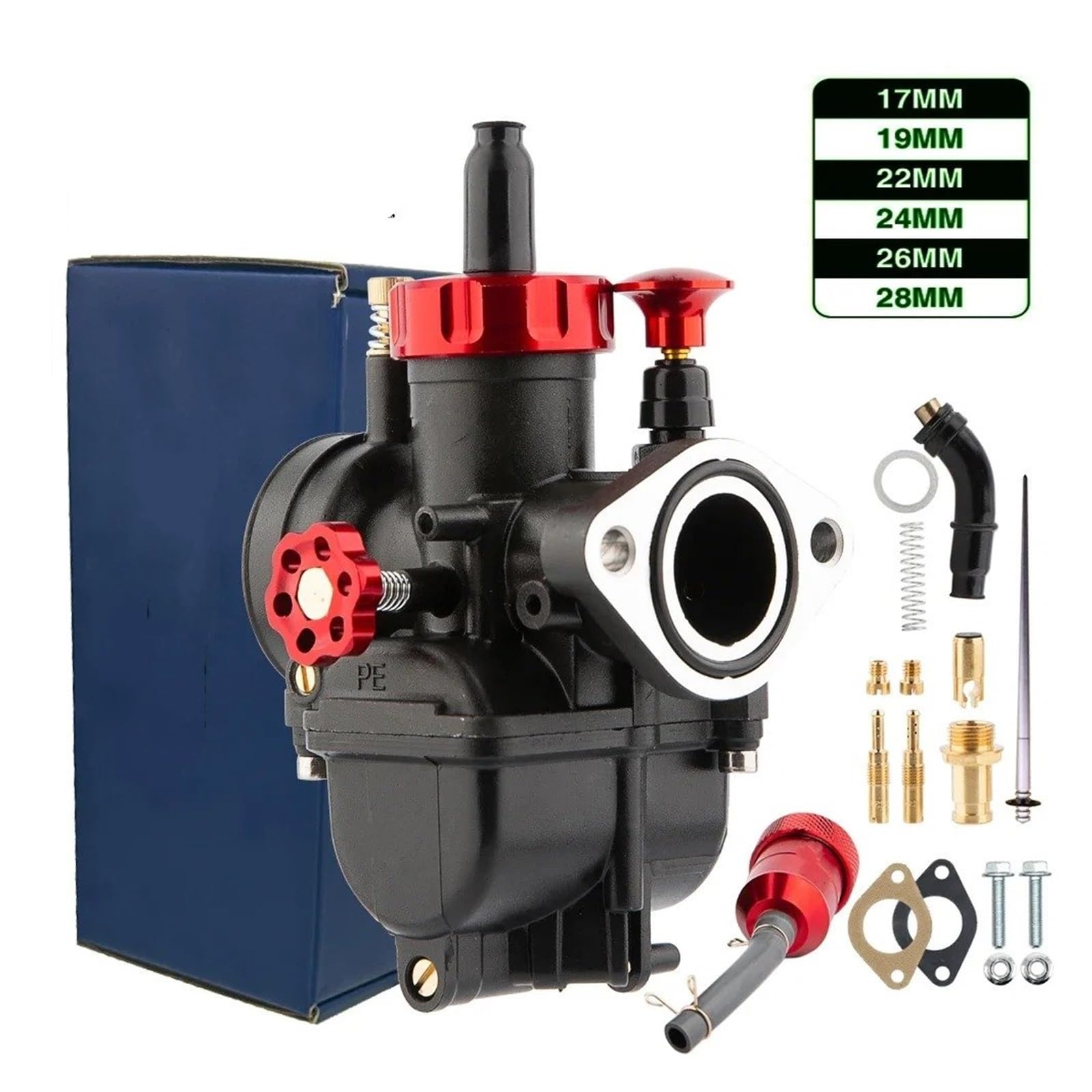 Motosierra Carburador Carburador De Motocicleta 80CC - 250CC Para Brida Negra PE Piezas Internas Repuesto Para Ciclomotor Bicicleta Para GY6 Pitbike Pete(19MM)