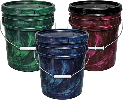 Vista 32 de Balde de 5 galones y tapa - Cubo resistente de 90 mil para todo uso - Fabricado en los Estados Unidos - Grado alimenticio - Plástico sin BPA - Rojo