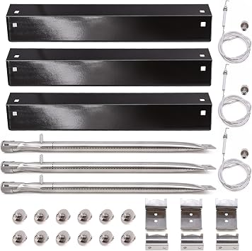 Grill Parts Kit Compatible with Chargriller 5050 3001 5650 3072 5072 3030 3008 5252 3000 Grill Replacement Parts, Flame Shields, Burner Pipes, Igniters, Burner Tube/Flare Up Shield Support Kit
