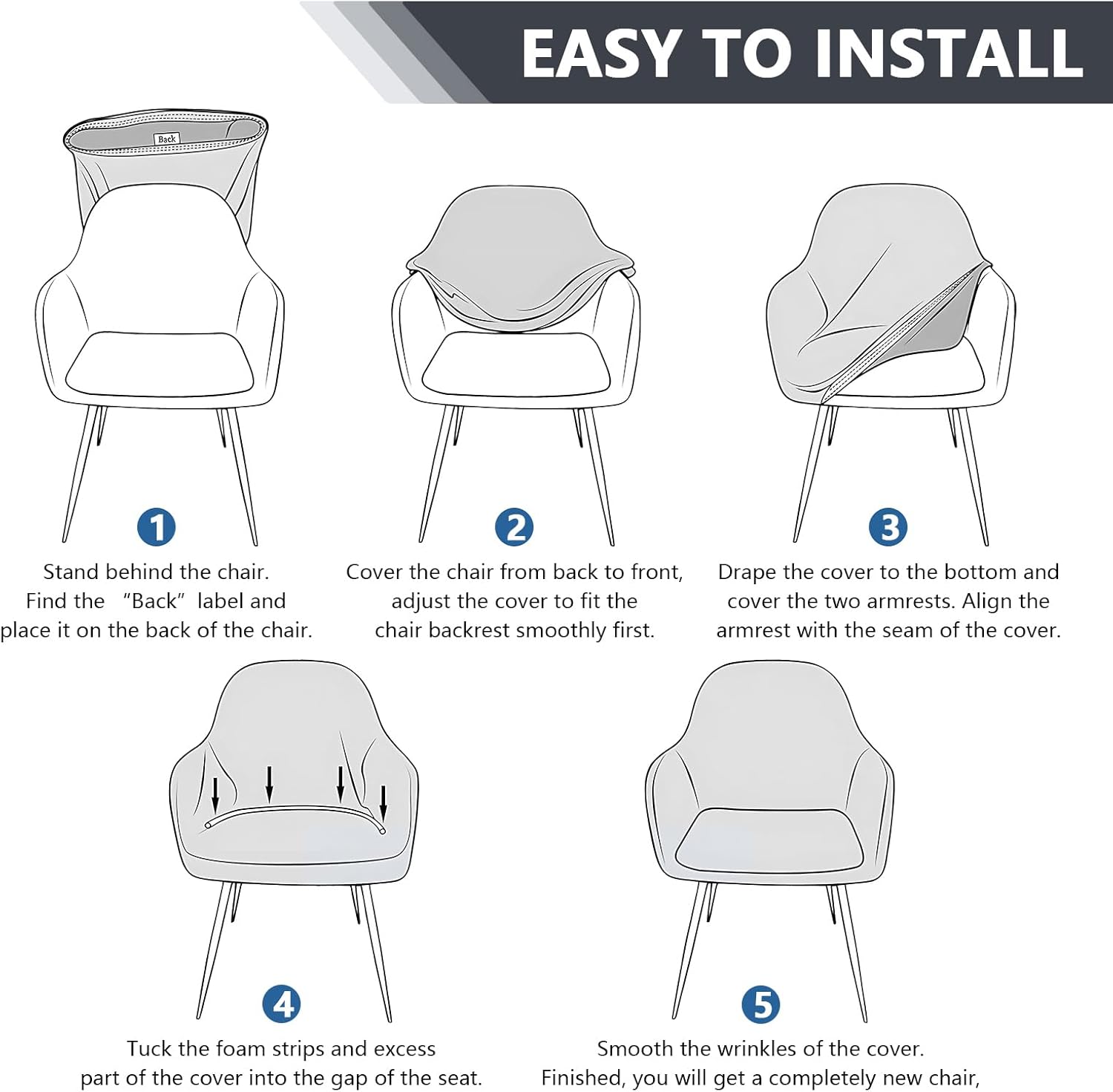 Eco-Ancheng Chair Covers Curved Back Dining Chair Covers Accent Chairs Covers Jacquard Swivel Armchair Slipcover 4PCS Office Chair Sliopcover Chair Protector for Office Living Room Vanity Bedroom,06