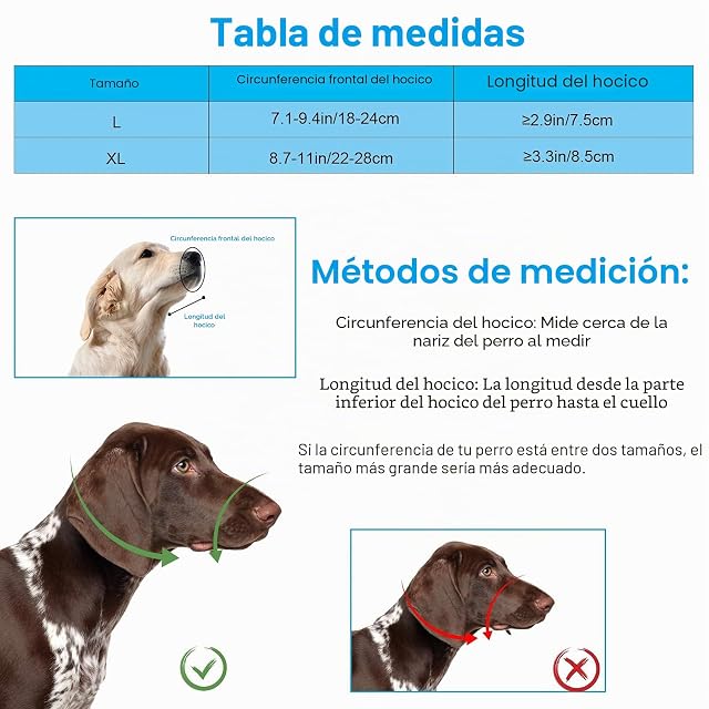 Foto 3 de 7 de WUGU Bozal Perro Grande y Mediano Con Malla, Ajustable, Transpirable y Cómodo
