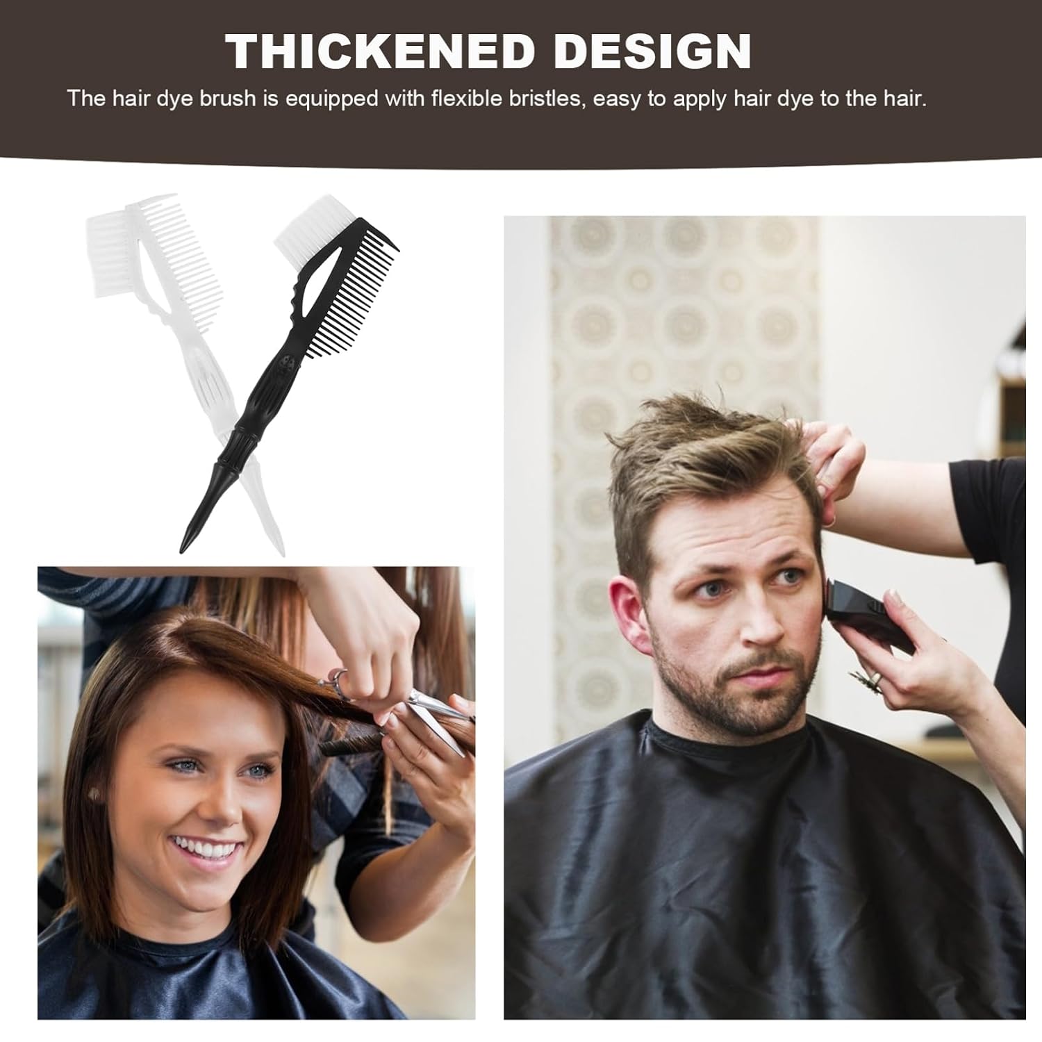 2pcs Convenient Comb Hair Dye Portable Hair Coloring Comb Brush Tinting Brush Dye Tools