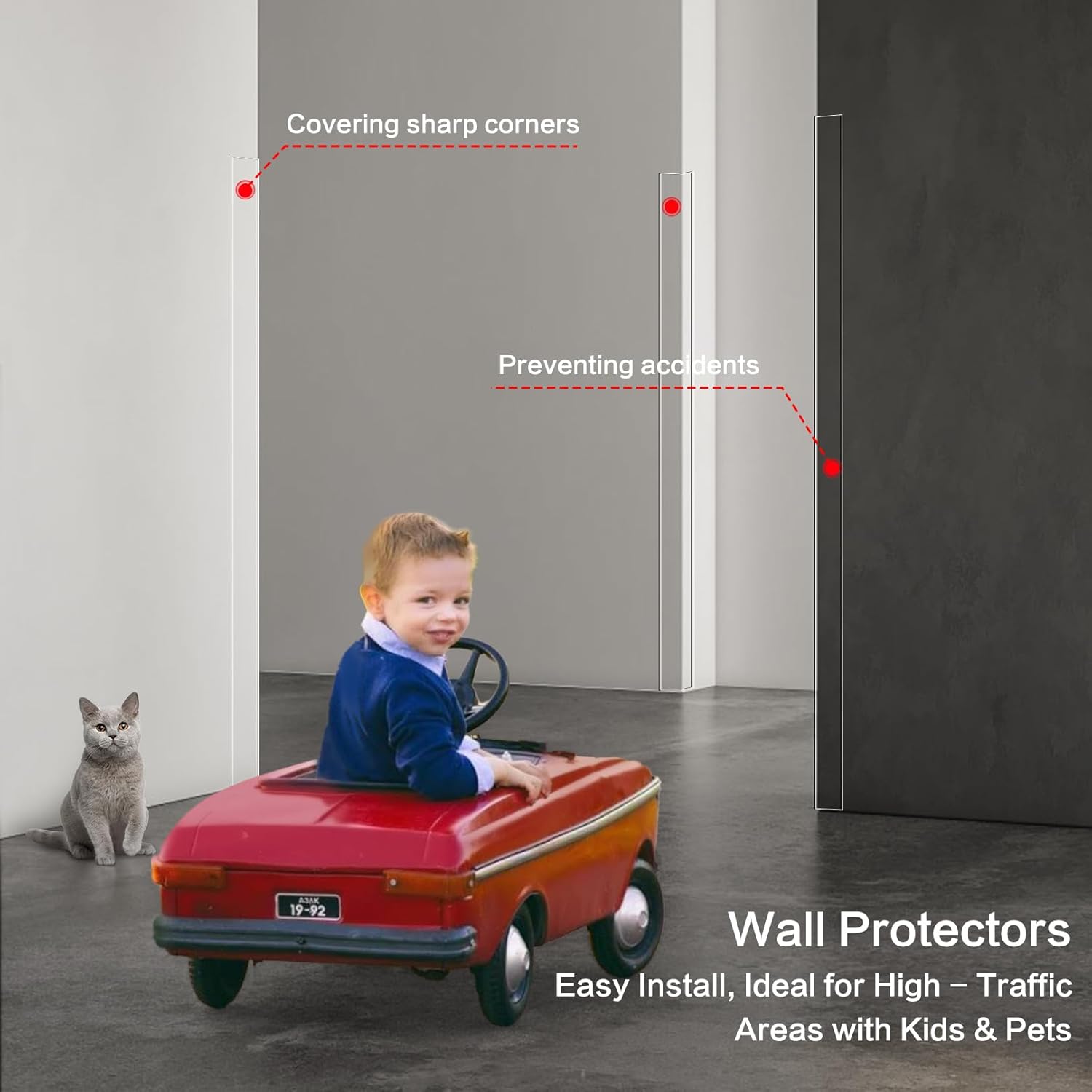 6PCS Clear Self-Adhesive Wall Corner Protectors，Corner Guards & Edge Protector for Wall Door Frame Cabinet Baseboard & Door, Table, Stair (31.5" X 1.18")