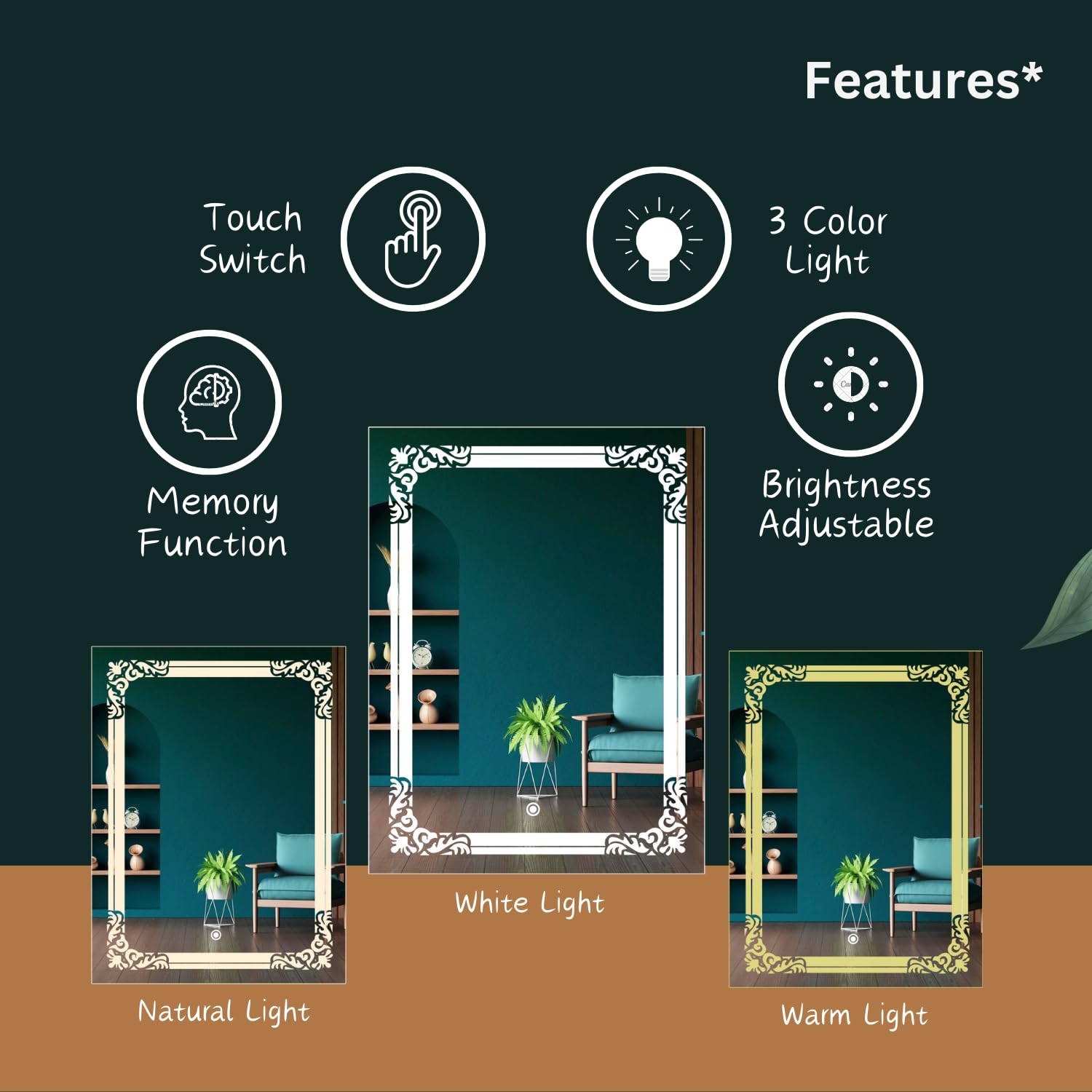 LED Mirror 3 color lights