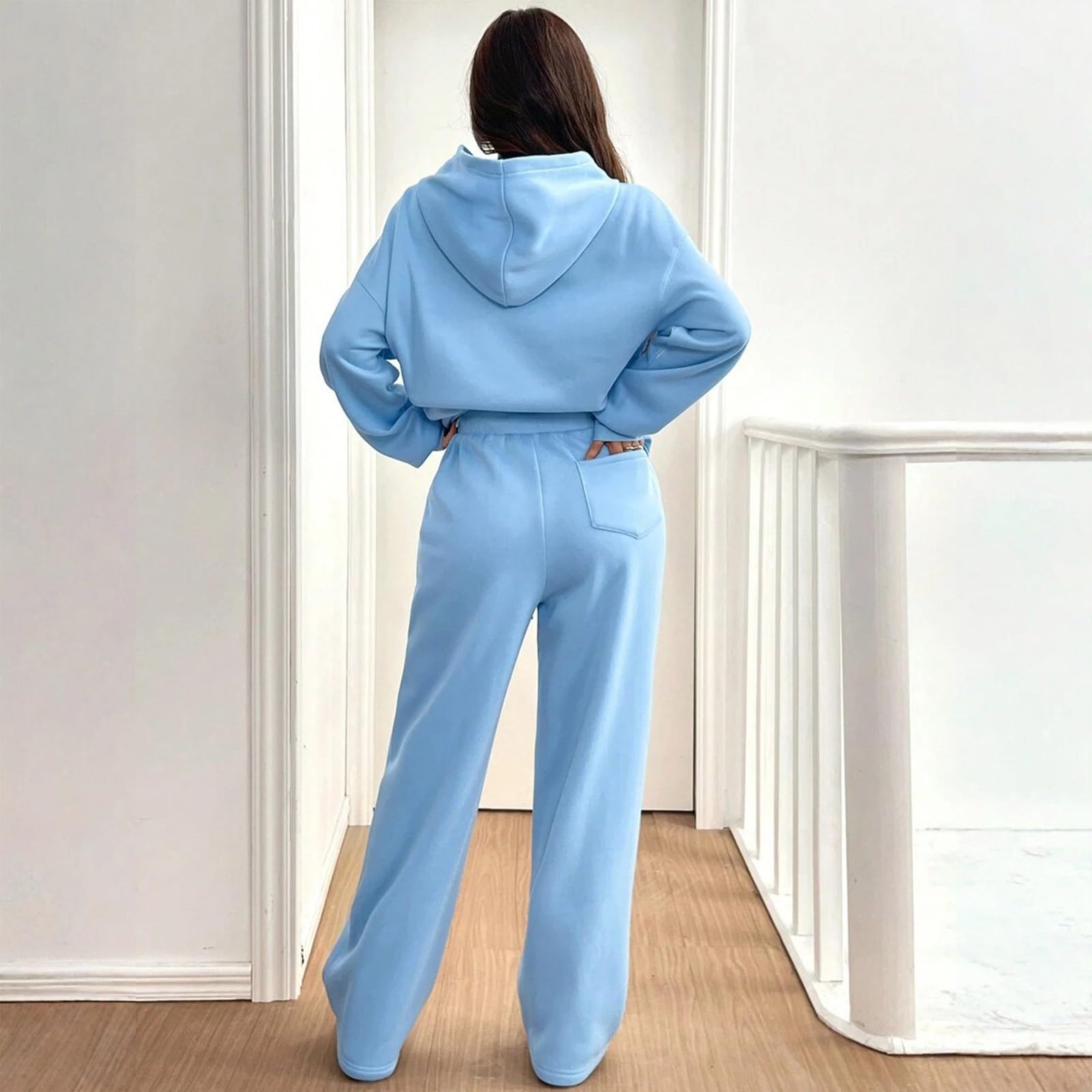 Conjunto Mujer Invierno, Conjuntos de Trajes Suaves, Atuendo Moderno Invierno Manga Larga Encapuchado Exterior Adaptar Estirar
