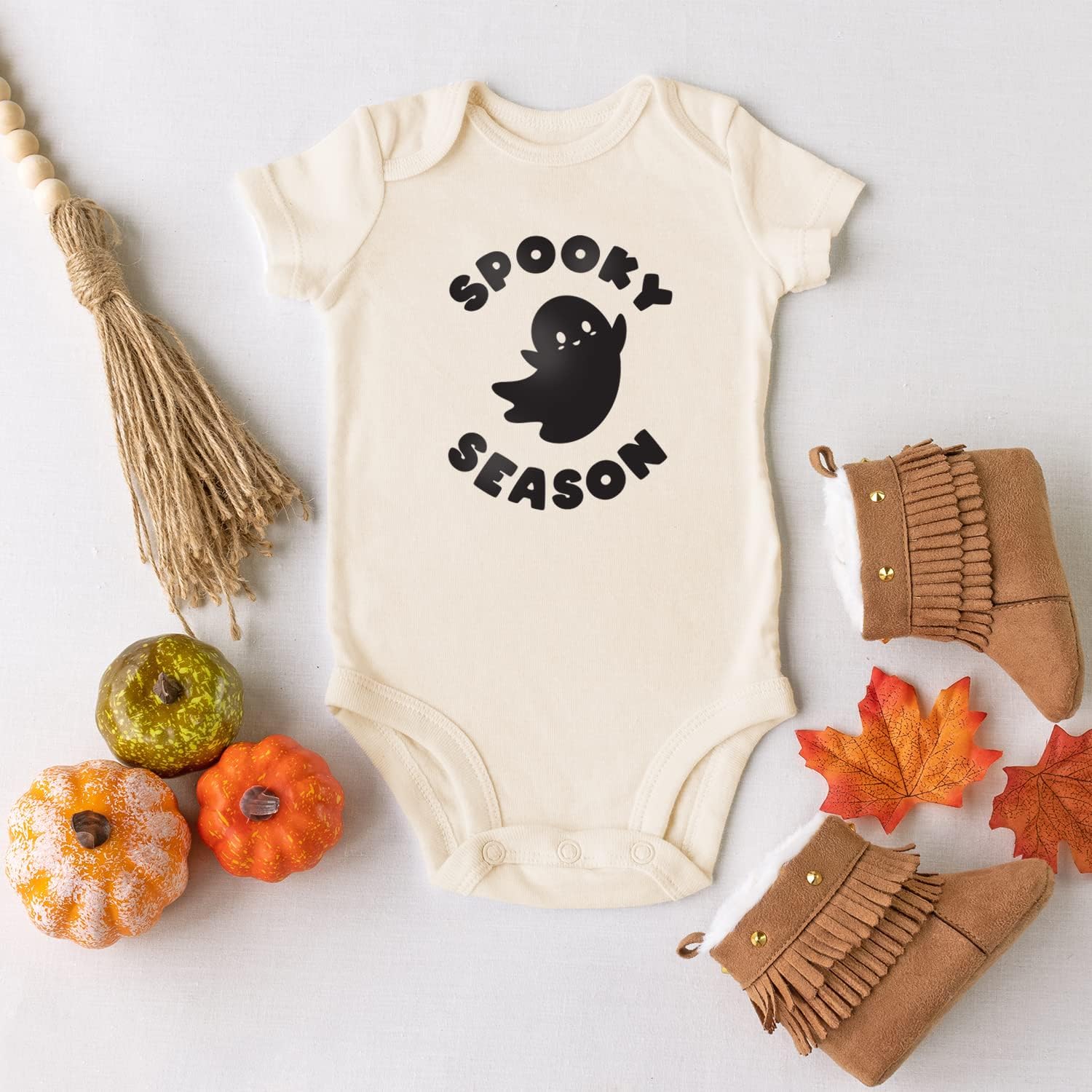 Printique Organic GOTS Certified Baby Bodysuit Unisex 0-18 months - Halloween Holiday Outfit for Autumn Season