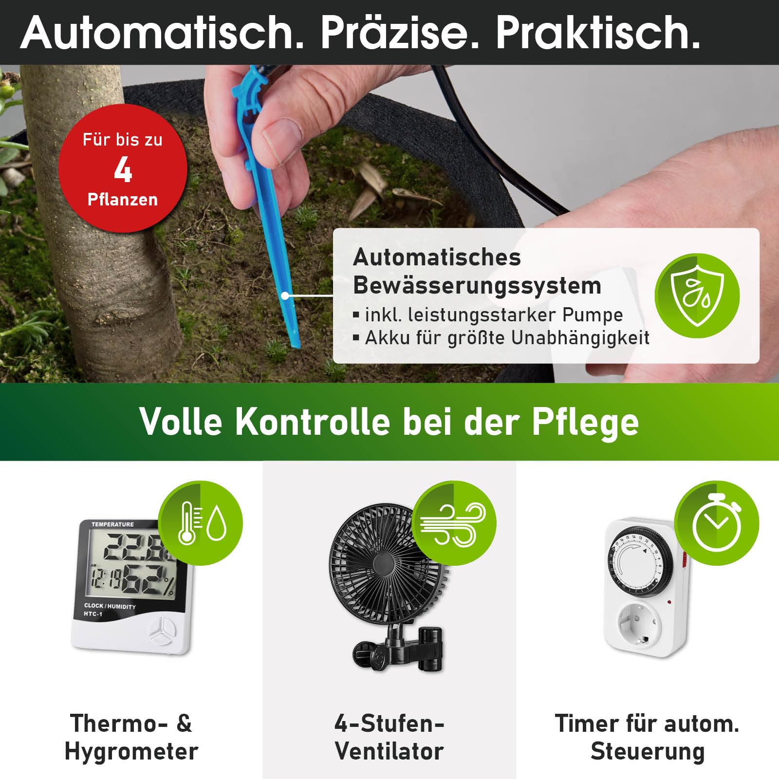 BRAST Growzelt GrowBox | Komplettset inkl. Sonderzubehör | viele Größen | 60x60x140-120x60x180cm | Vollspektrum LED Technologie | Belüftungs- & Bewässerungssystem | licht & wasserdicht | 60x60x140cm