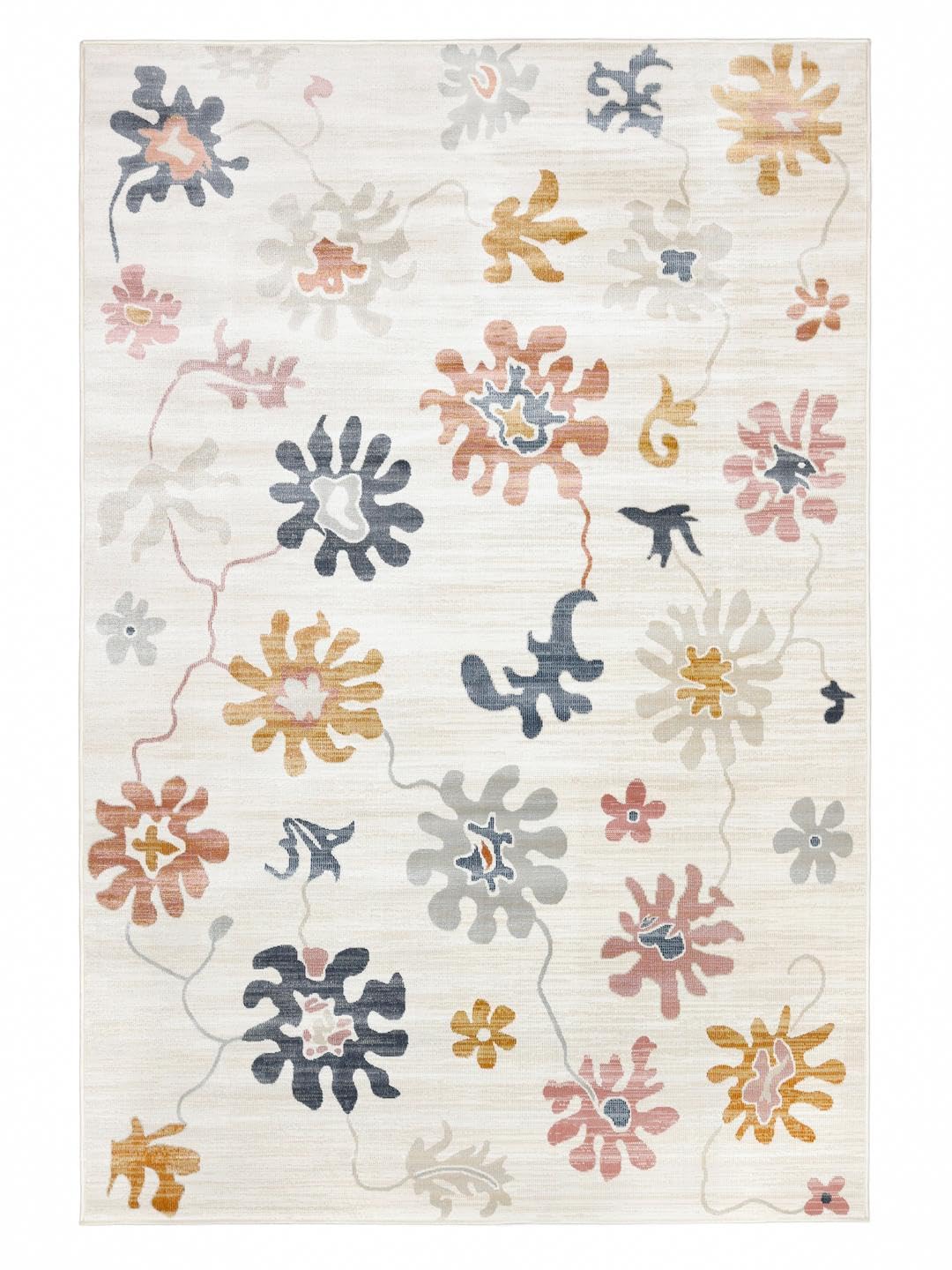 RugVista Blush Flower Alfombra, 200 x 300 cm, Pastel Multicolor | Modernas, Rectangular, Pelo corto, Lavado a mano, Oeko-Tex 100