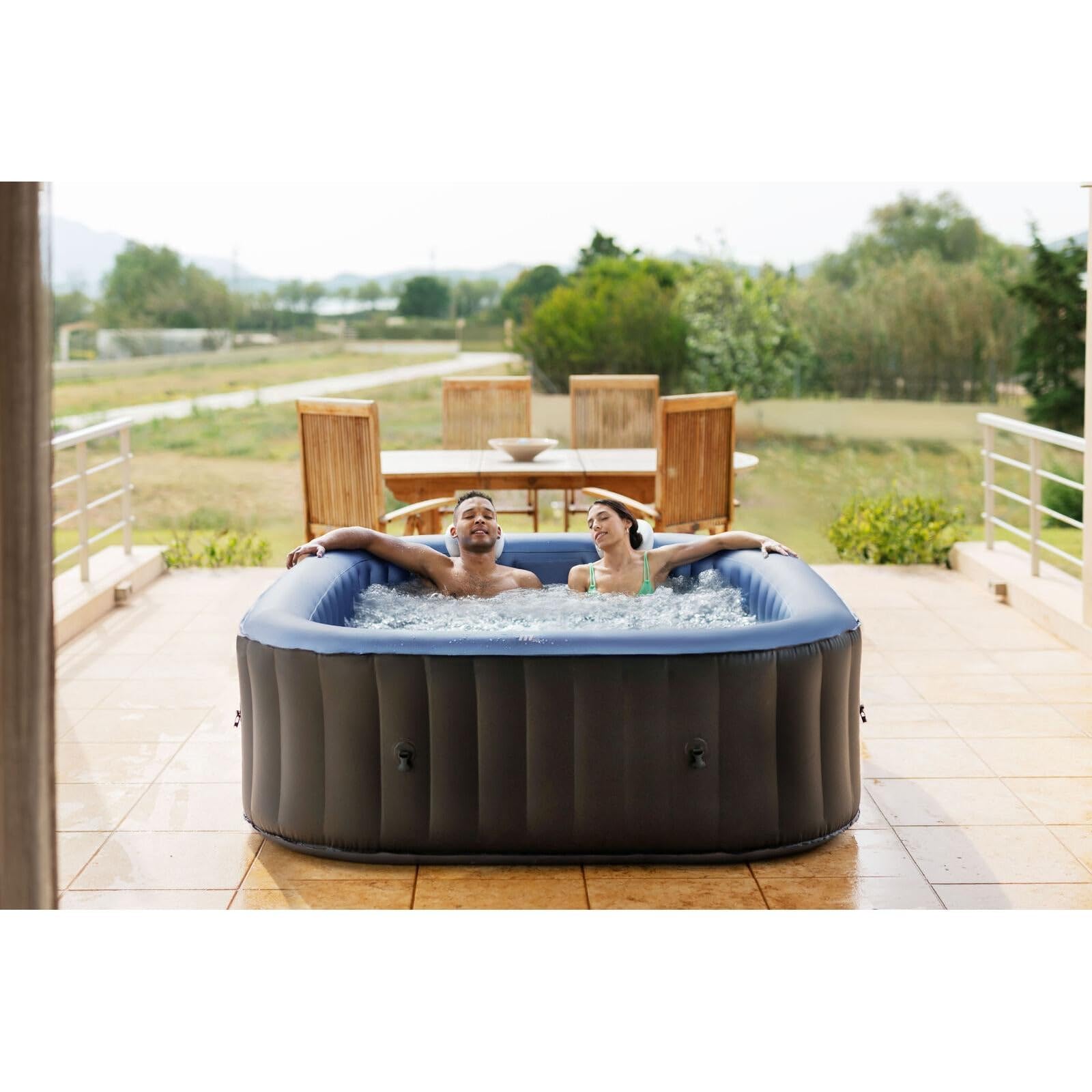 MSpa Tekapo SPA Hinchable Cuadrado 4 Personas con hidromasaje Air Jet, calefacción, filtración Inteligente, ozono y desinfección UVC