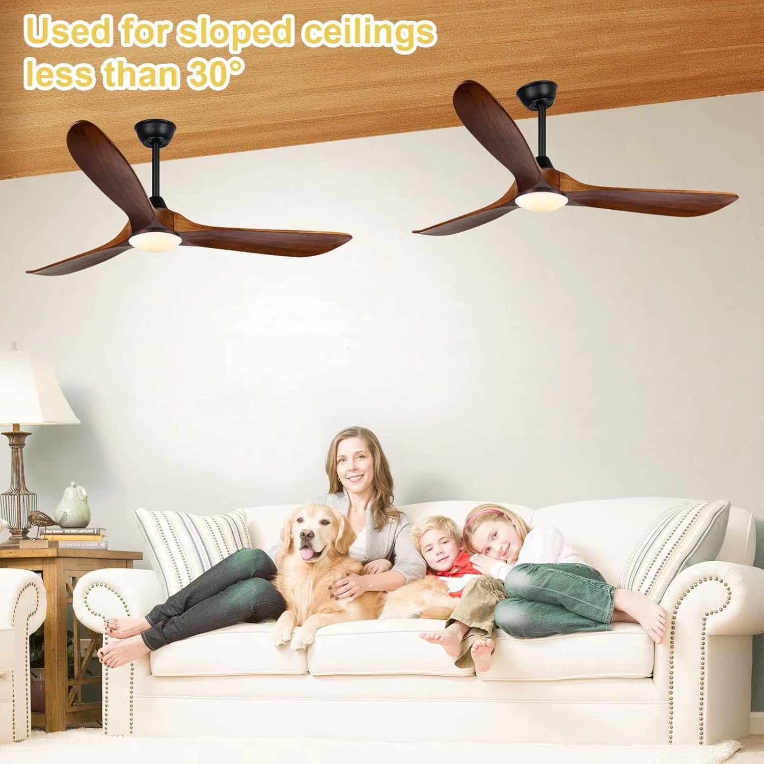 Farmhouse Ceiling Fans with Lights, 60 inch Outdoor Ceiling Fan for Patios with Light, 3 Blades Wood Ceiling Fan Damp Rated Large Airflow Commercial Ceiling Fans for Exterior House Porch Gazebo - Image 6