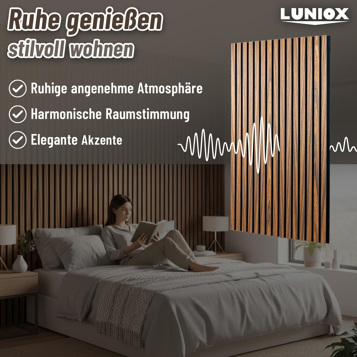 4X Akustikpaneele Rosenholz 119x59,5x2,1cm, Wandpaneele, Schallabsorber, Wandverkleidung, Schallschutz