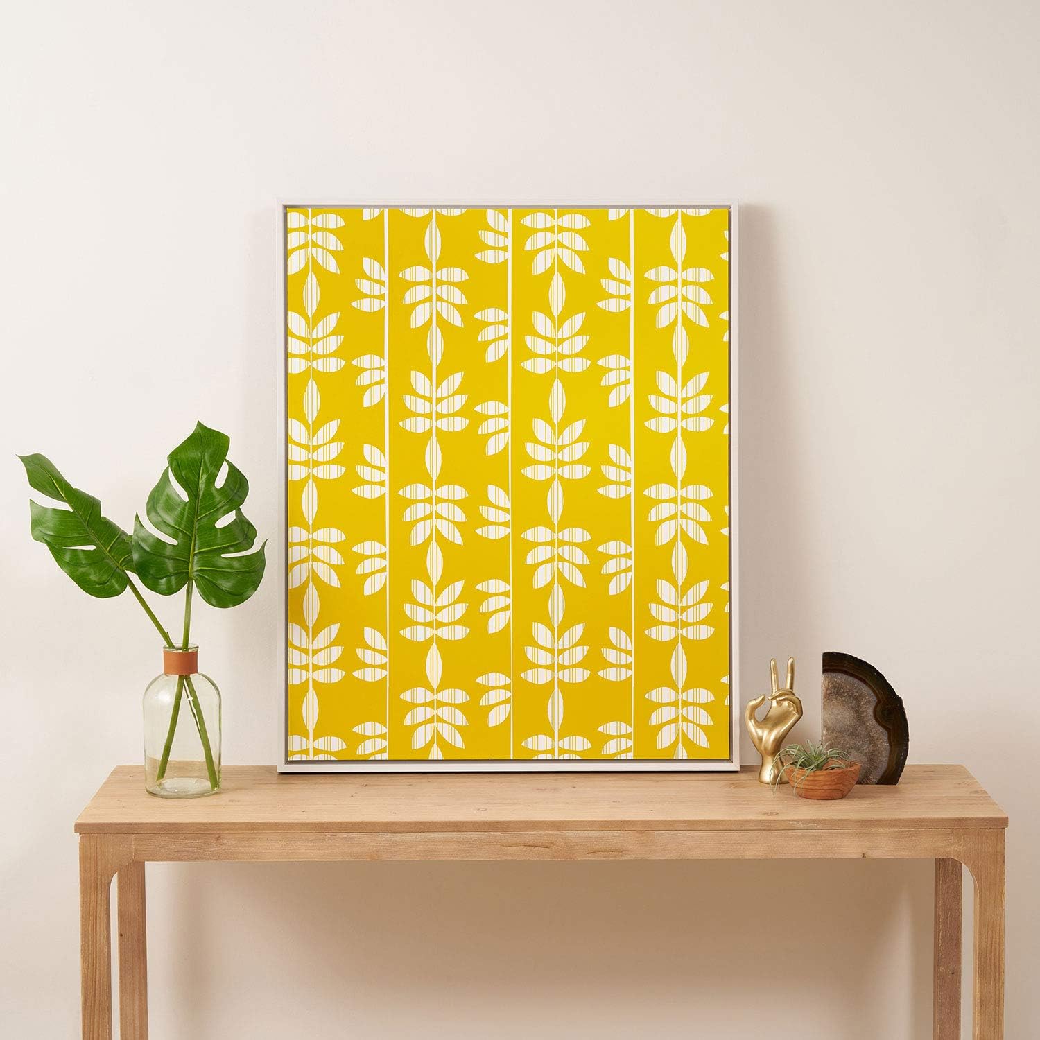Deny Designs Heather Dutton Abadi Sunburst White Framed Art Canvas, 24" x 30", Yellow