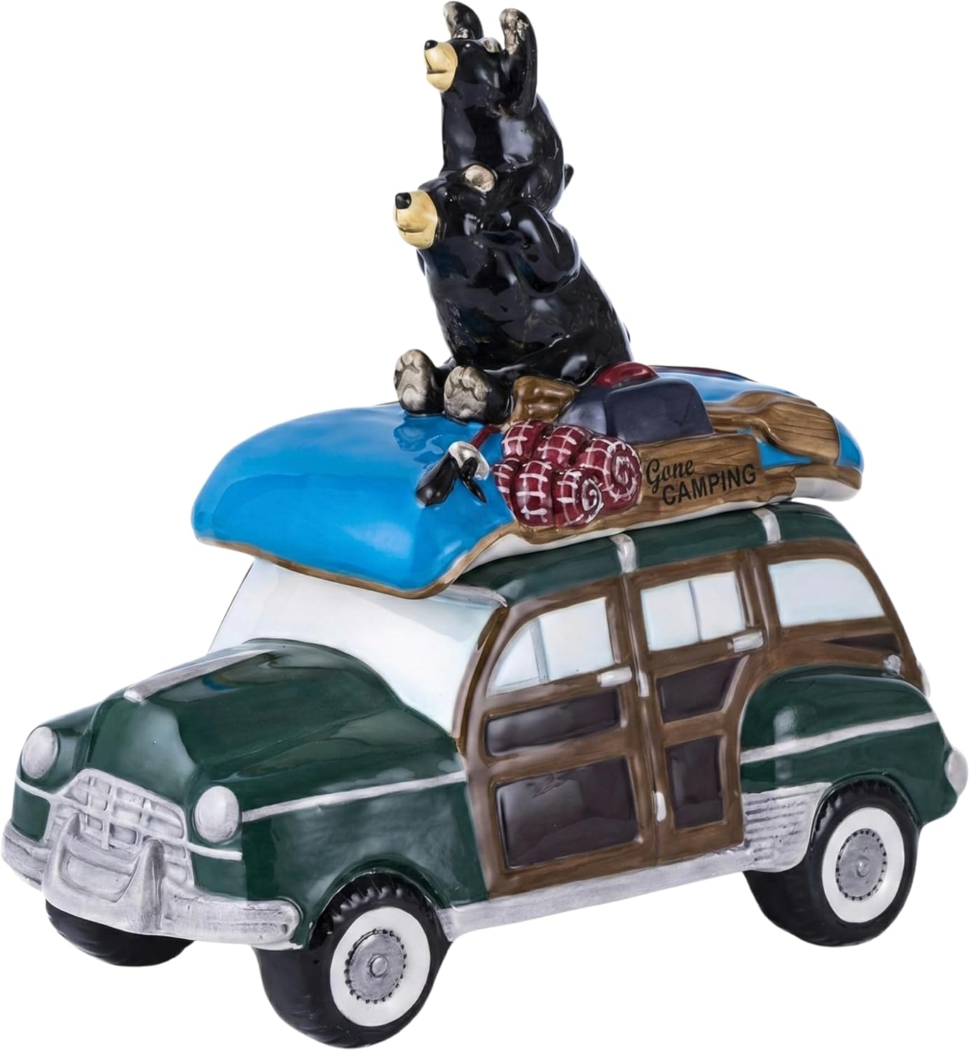 Blue Sky Ceramics Going Camping Bears Cookie Jar, Multi (17780)