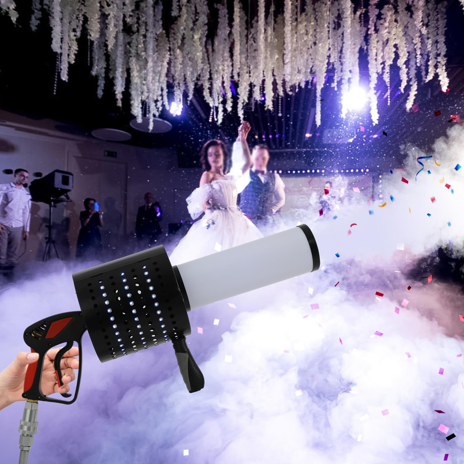 Konfettimaschinen, Konfetti Gebläse Maschine mit 7 Farben, Handgeführte Konfetti Kanone, Maschine für Party Bühne Konzerte Theater Event Hochzeit