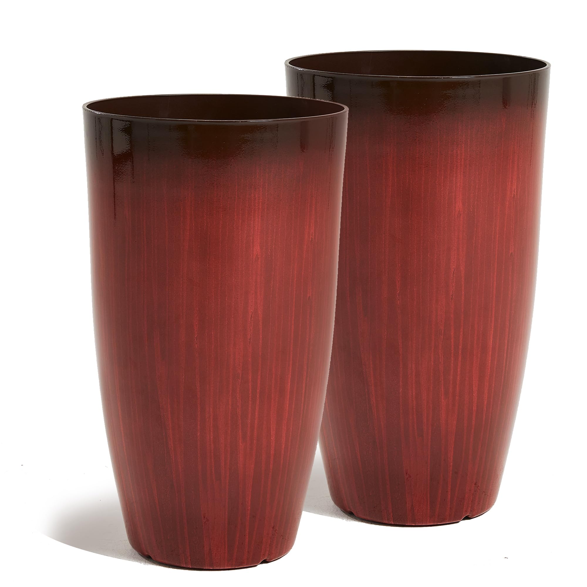 Amazon.com : Worth Garden 23.5" H. Large Plastic Planters - Set of 2  Gradient Red Glossy Smooth Finish - Tall Plant Pots for Indoor & Outdoor  Use - Decorative Lightweight Flower Pots