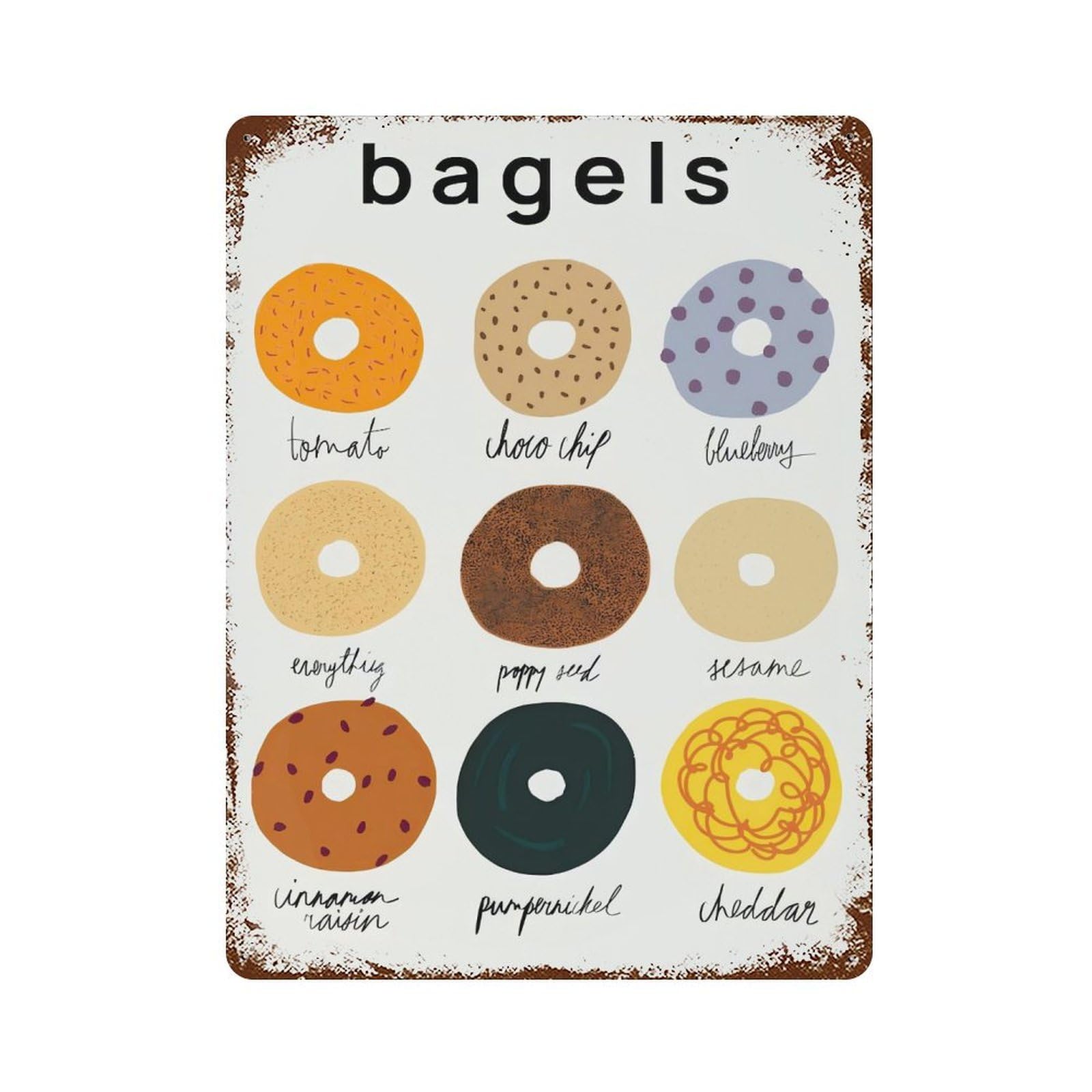 xiaoxiaoshen Bagels Trendy Print Wall Decor Art Metal Tin Poster Modern Home Decor Art Home Bar Shop Decorations Vintage Sign 40x30cm