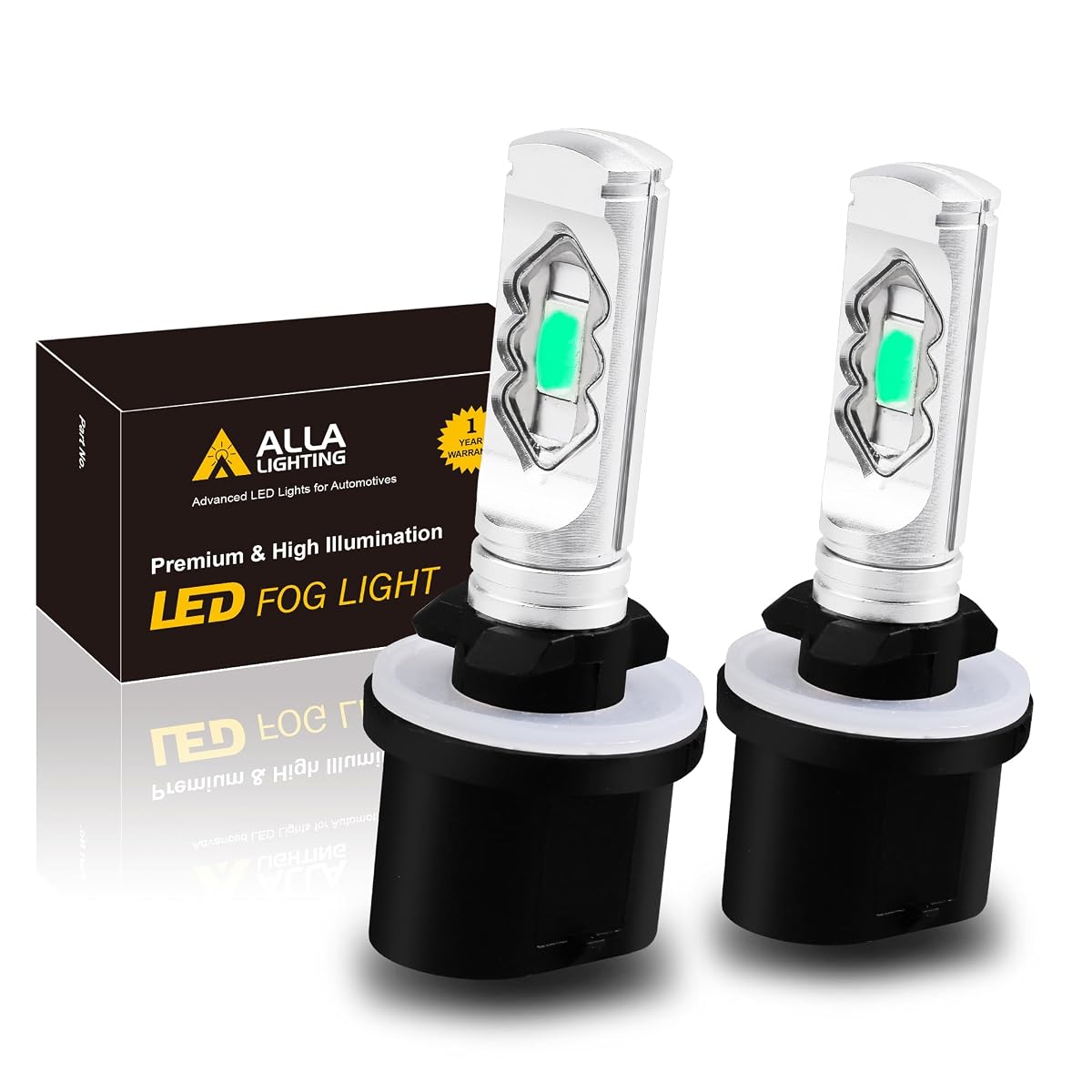 Alla Lighting 3800Lm 899 880 Led Fog Light Bulbs Super Bright Pg13 Base 884 885