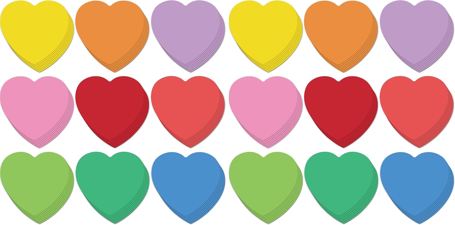 Geyee 108 Pcs Heart Cutouts Paper Classroom Bulletin Board Decorations Pink Red Heart Shaped Die Cut for Teachers DIY Craft School Decor(6 Inch) (Pack of 2)
