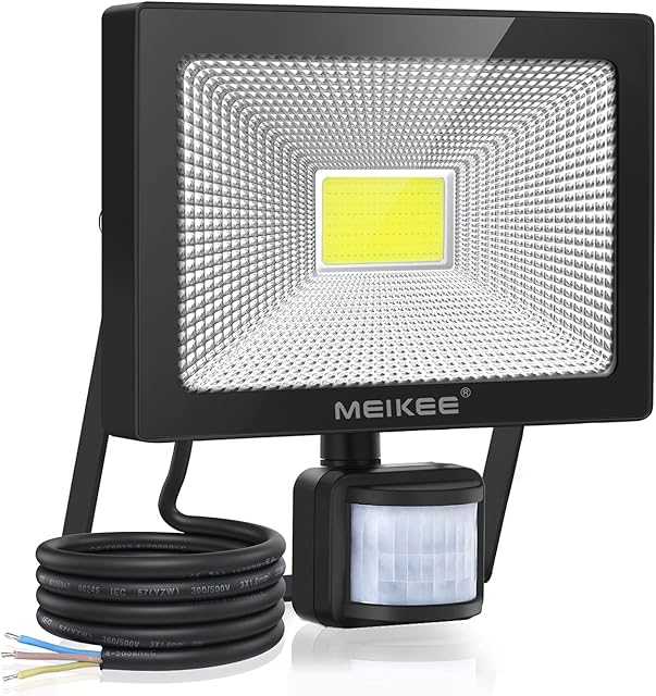 MEIKEE Motion Sensor Security Lights 50W, 6500K PIR Floodlight, Super Bright 4300LM Sensor Flood Lights, IP66 Waterproof Outdoor Wall Light Perfect for Garage, Garden & Doorway