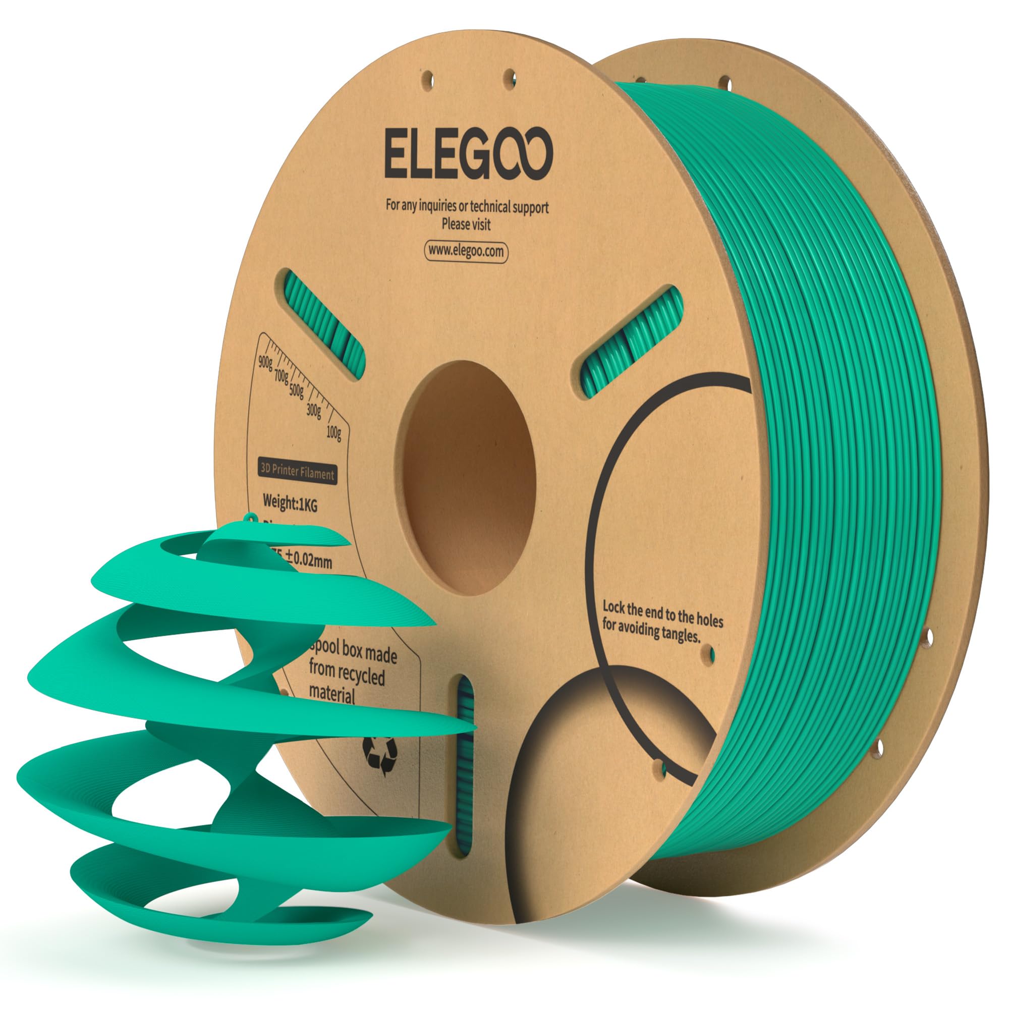 ELEGOO Filamento PLA 1.75mm Verde Mare 1KG, Filamento per Stampante 3D, Precisione Dimensionale +/- 0.02mm, Filamento per La Maggior Parte delle Stampanti 3D