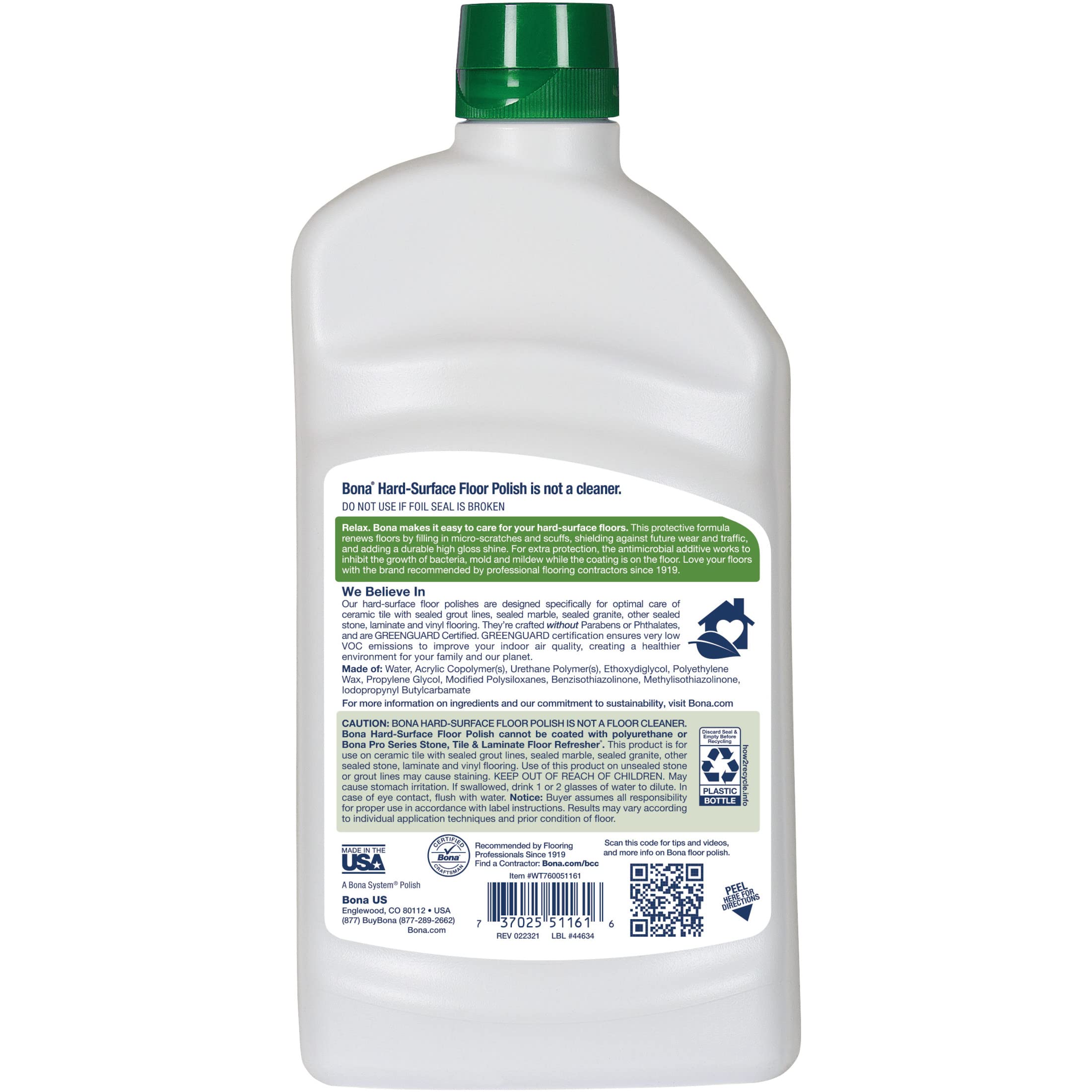 Bona HardSurface Floor Polish, for Stone Tile Laminate and Vinyl LVT