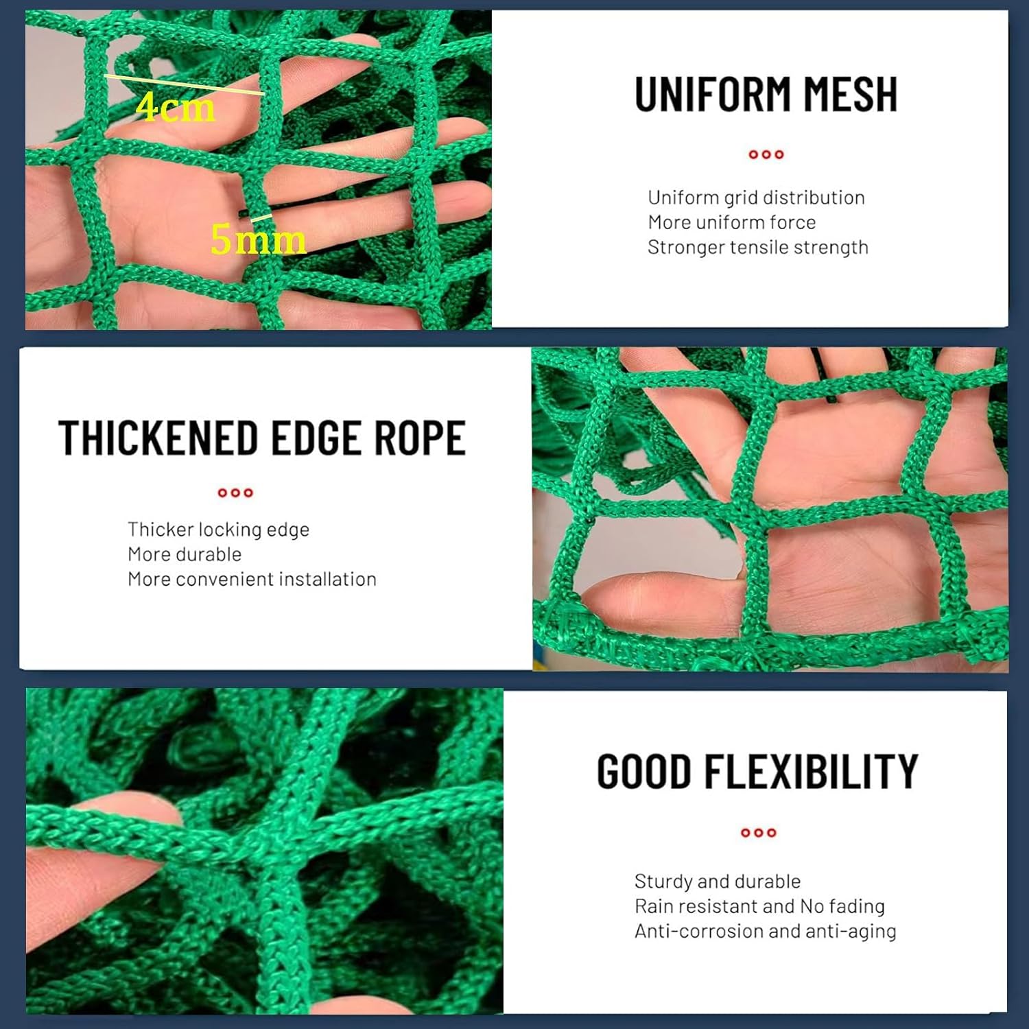 Outdoor Climbing Net, Knotless 4cm/5mm Polyester Safety Netting for Kids & Pets, 2x11m Rope Net for Balcony, Playground, and Sports Activities - Ultimate Climbing & Play Safety Solution.