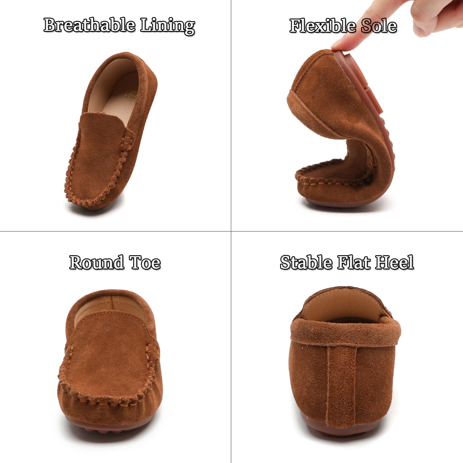 DADAWEN Garçon Classique Mocassins,Chaussure d'uniforme Scolaire Garçon Fille