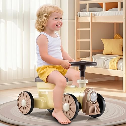 Miniatura 2 de OLAKIDS Auto de empuje para niños, auto deslizante de pie a piso con sonido de silbato de tren, almacenamiento debajo del asiento, regalo de