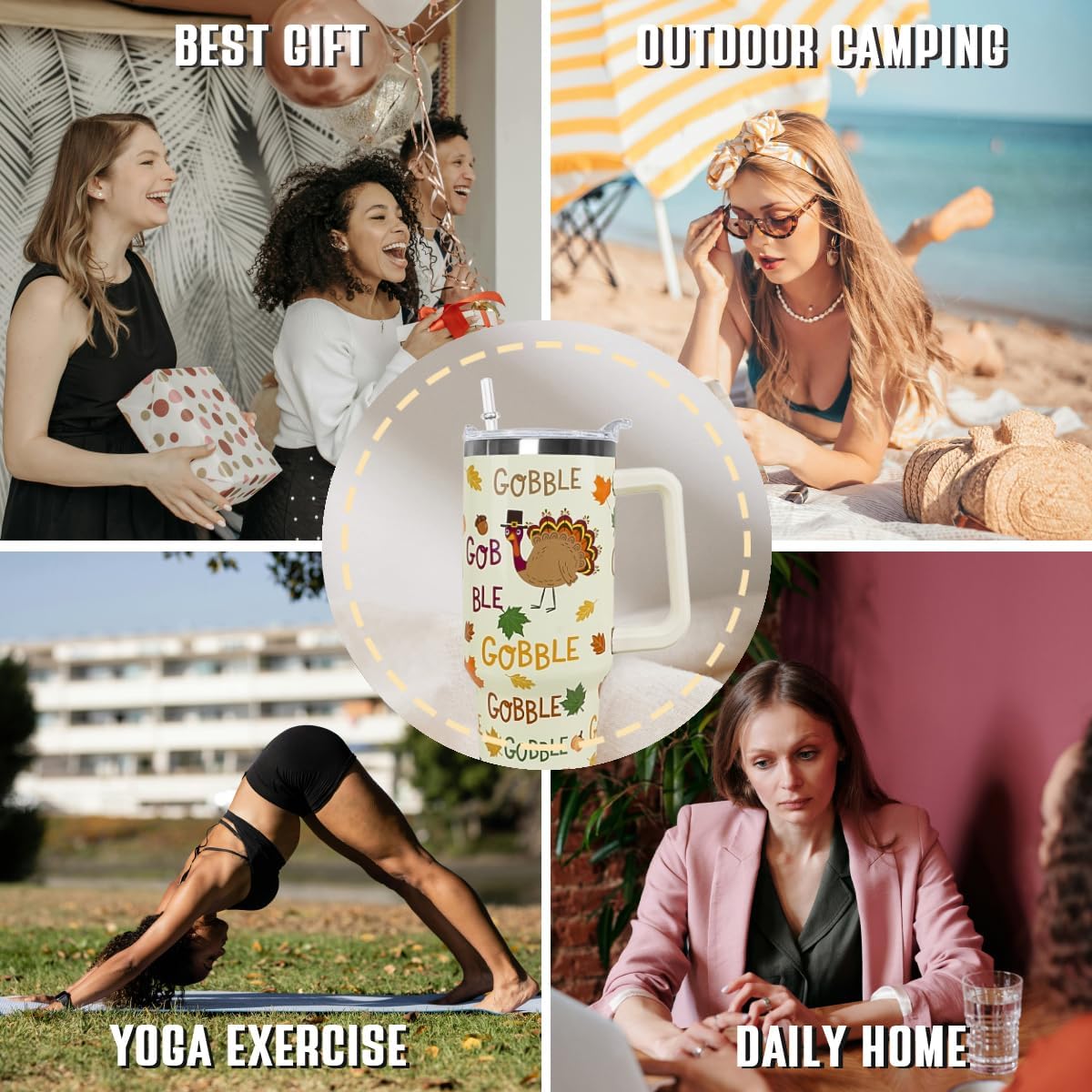 Thanksgiving Tumbler 40 oz Fall Cup Funny Turkey Coffee Travel Mug Stainless Steel Insulated Cups Fall Water Bottle Thanksgiving Decor Gifts for Women - Image 8