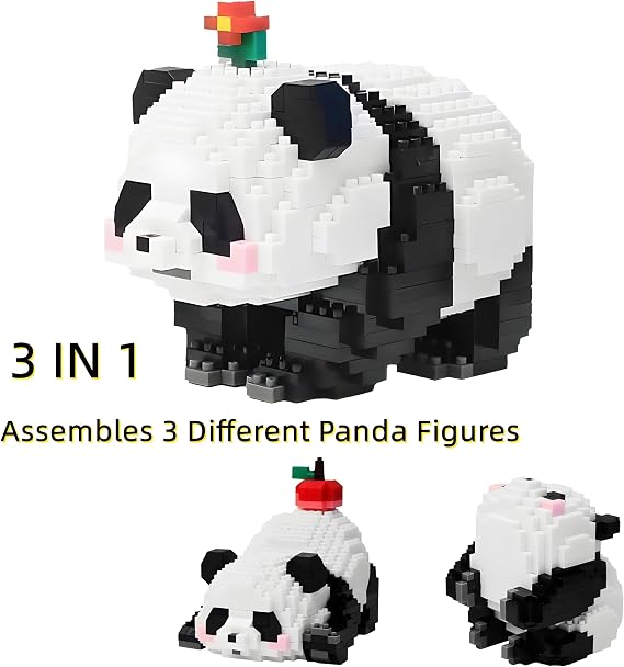 3 in 1 Panda Building Blocks Set, Cute Animals Mini Bricks Building Toys