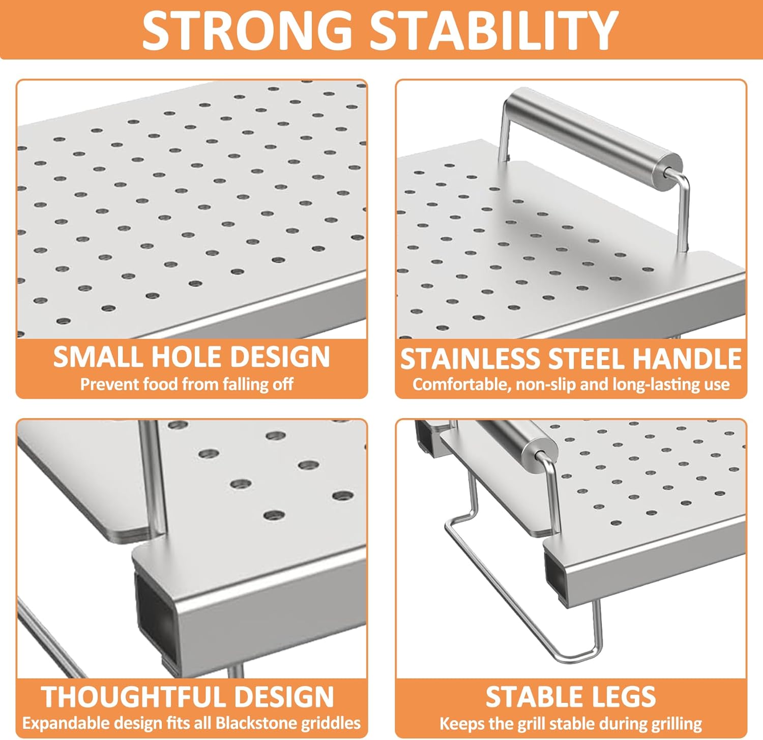 Griddle Warming Rack for Blackstone 17 22 28 36 Inch Flat Top Griddle, Adjustable Universal Stainless Steel Grill Rack for Weber, for Charbroil and Camp Chef Warming Rack Accessories, 15" to 25" L