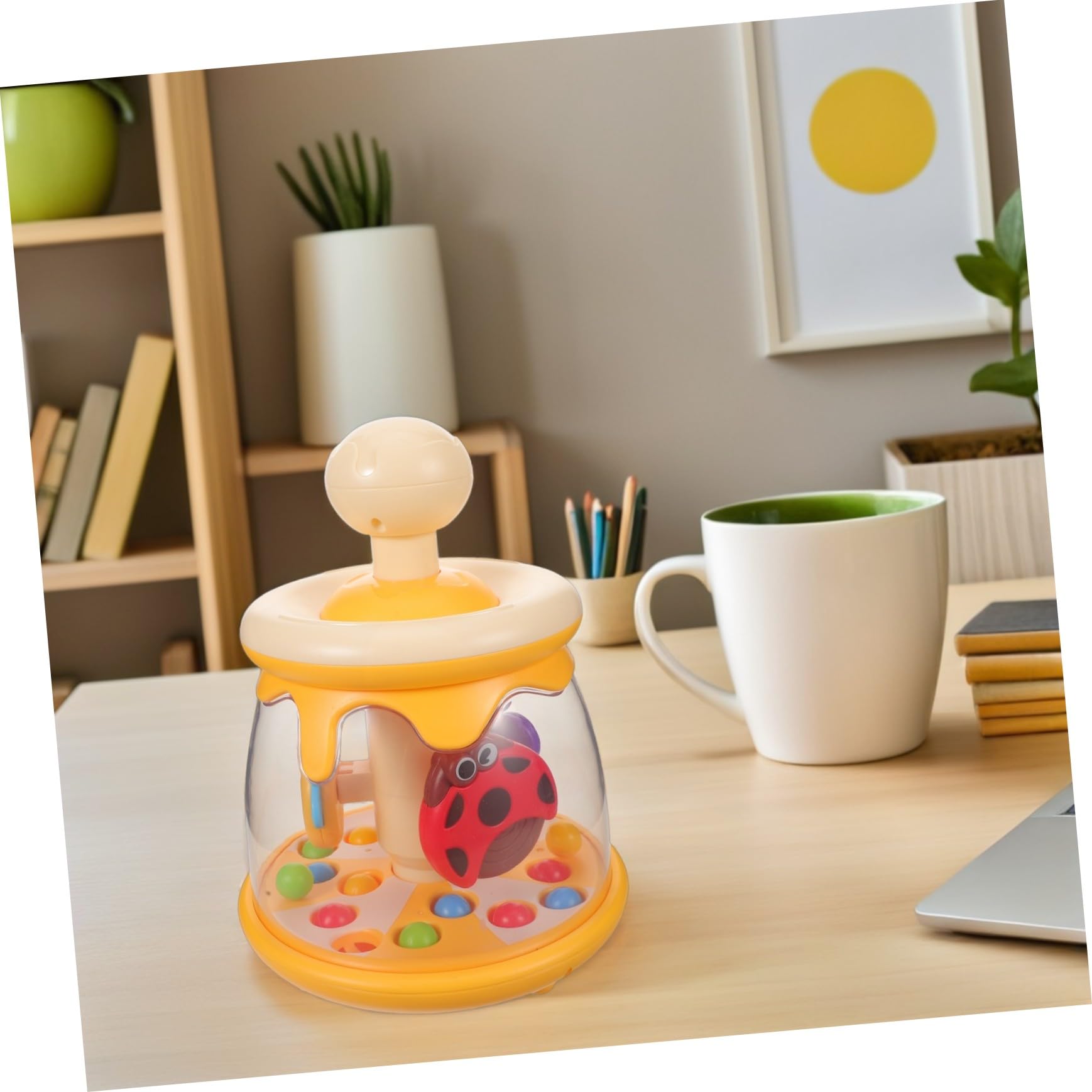 Juguete Sensorial Infantil Pelota Saltarina Interactiva Montessori con Función de Presionar y Girar para Desarrollo Motor y Coordinación Pequeños