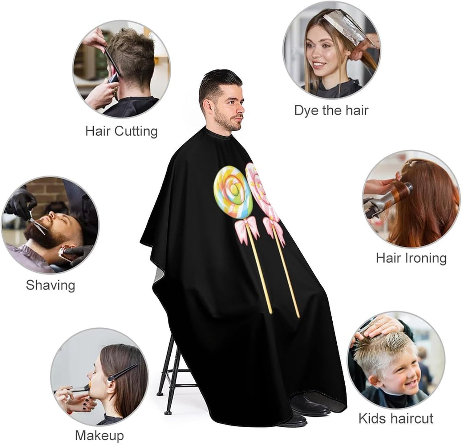 Sweets Candies Lollipops Barber Cape Professional Hair Cutting Apron Hairdresser Cape for Men Women