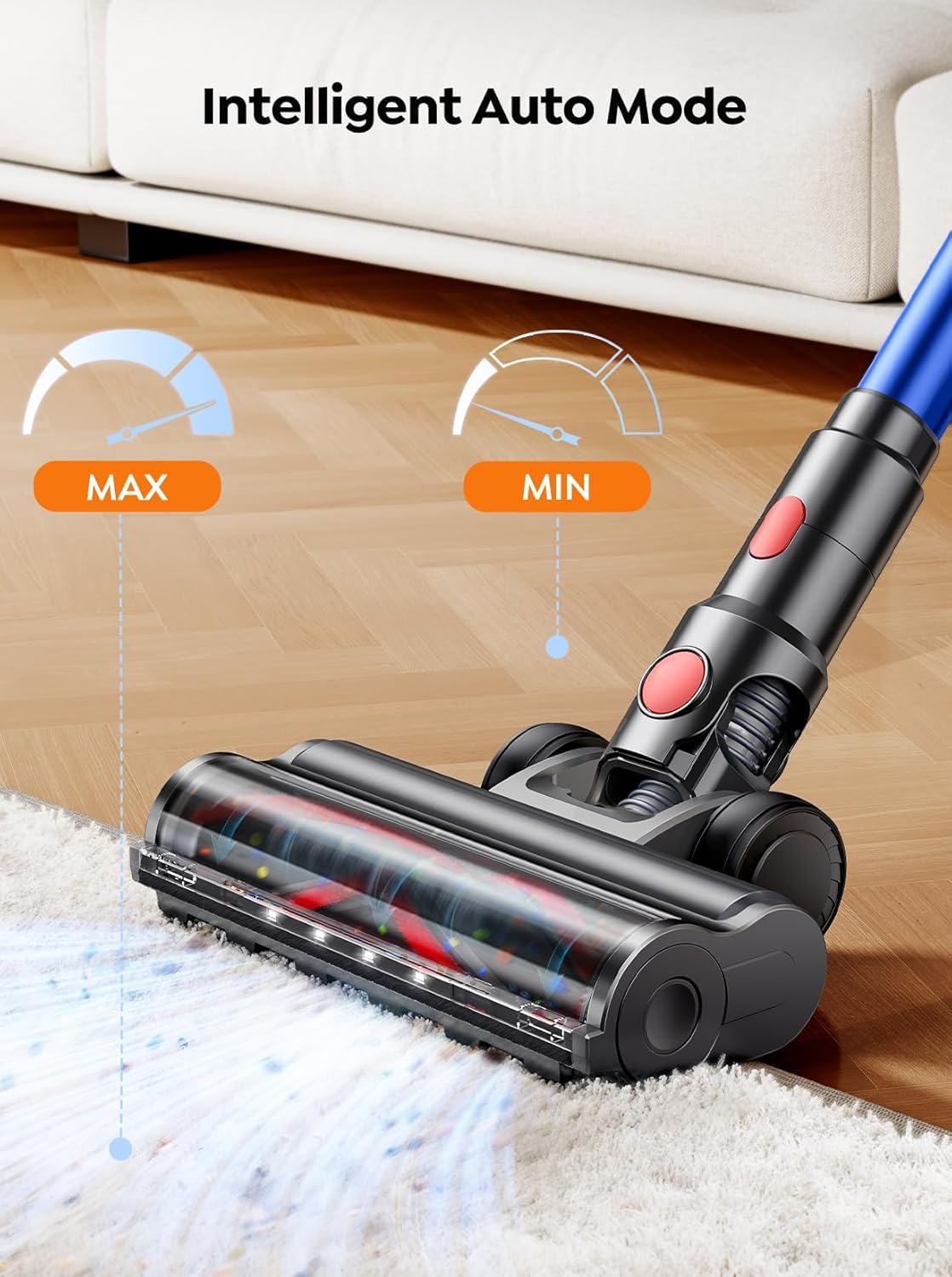 Cordless Vacuum Cleaner, 650W 55KPA 70Min with Extra Mattress Cleaning Tool, Stick Vacuum Cleaners for Home, Self-Standing, Wall Mount Charging, Rechargeable Vacuum Cordless for Floor Pet Hair Carpet