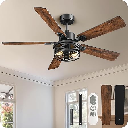 Amazon.com: 52 Inch Farmhouse Ceiling Fan with Lights and Remote, Timer ...