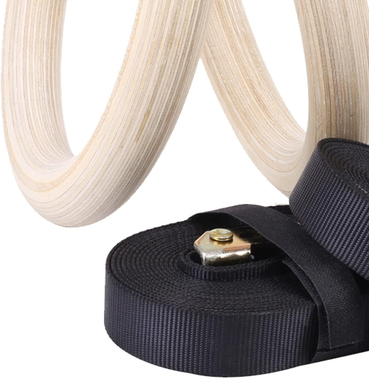 EVTSCAN Wooden Gymnastic Rings with Adjustable Straps - Children's Gymnastic Rings for Core Workout Crossfit Bodyweight Training