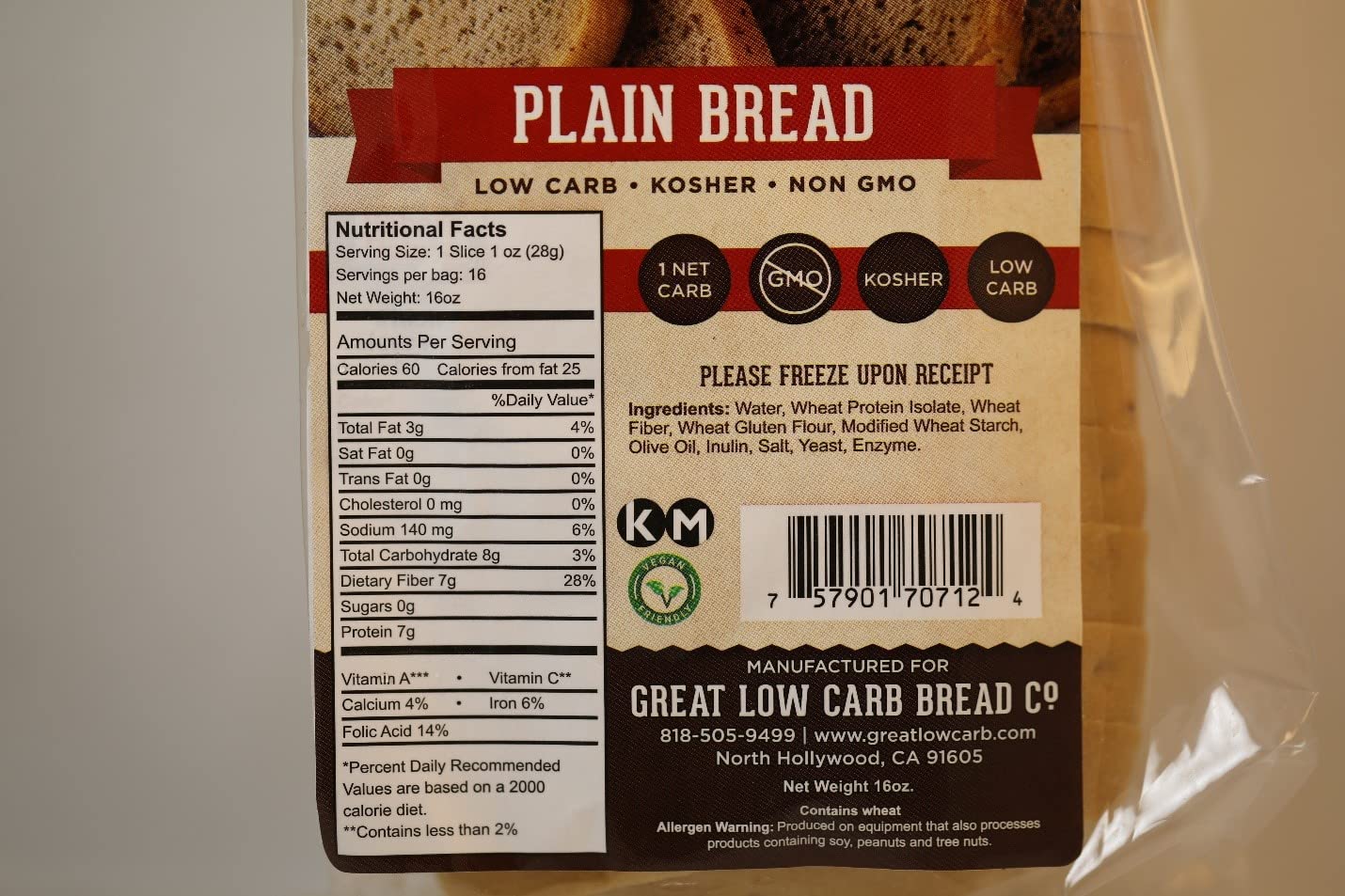 Great Low Carb Bread Co. - Plain - 1 Loaf
