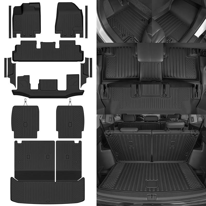Kit de tapetes automotivos sob medida para Nissan Pathfinder 2022–2026 com 7 lugares, em TPE preto, NQOQN