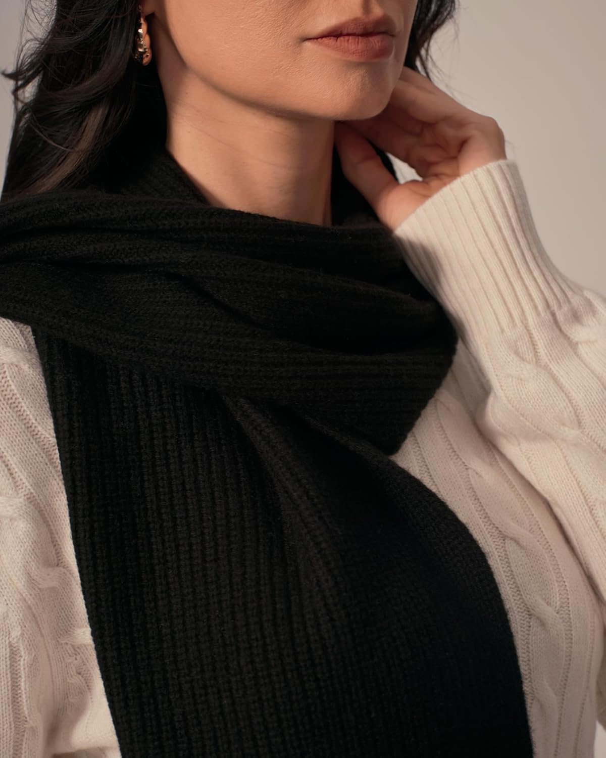KVSS 100% Pure Cashmere Rib Scarf for Women Knit Scarves Ultra Soft | Luxury Cashmere from inner Mongolia - Image 2