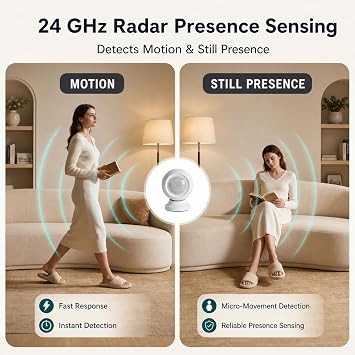 Zigbee Human Presence Sensor, Battery-Powered, Zigbee Hub Required