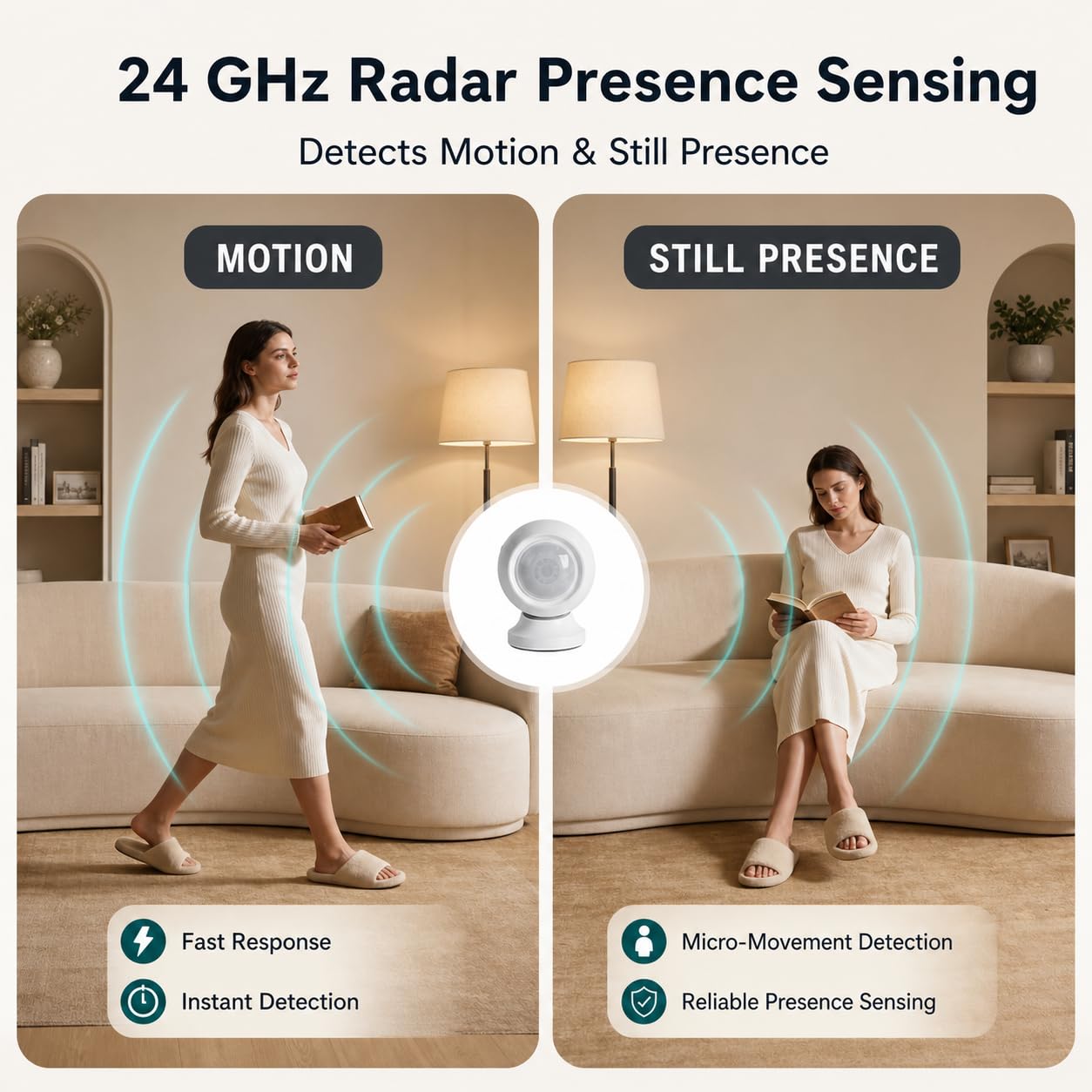 Sensor de presencia humana Zigbee, funciona con pilas, requiere