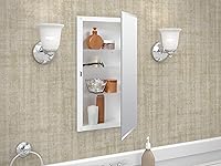 Vista 4 de American Pride Botiquín de puerta con espejo para montaje empotrado, 16.1 in x 26.2 in, cuerpo de acero, blanco