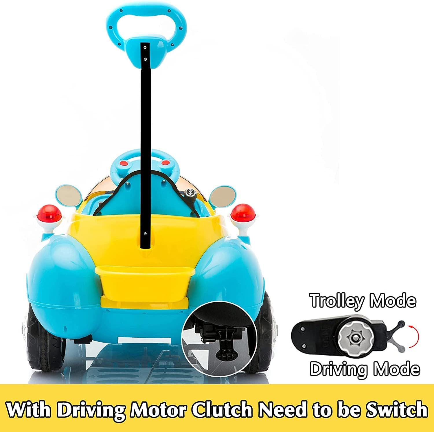 Hottest Sale sopbost Push Car for Kids Ride On Toys Electric Ride On Car with Remote Control for 3+ Years Old Toddlers Boy Girl, Music Play, LED Light, Yellow Blue
