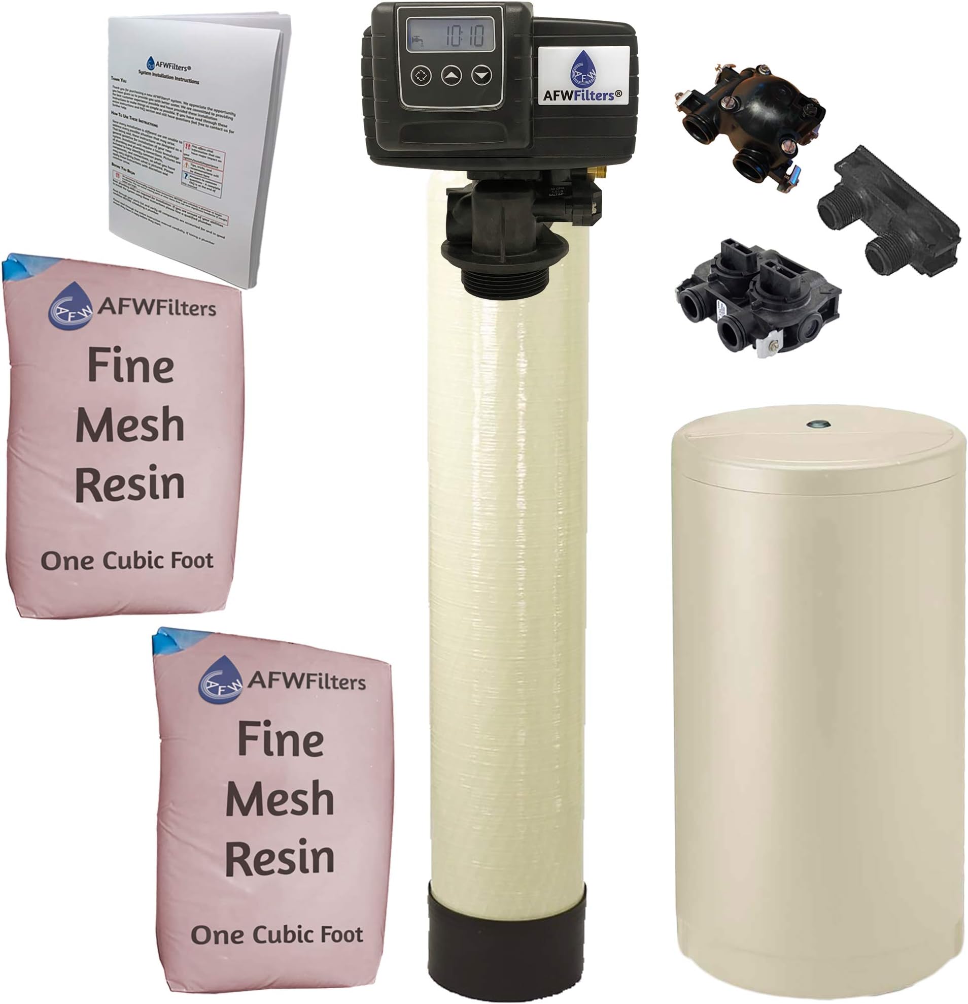 AFWFilters Iron Pro 2 Combination Water Softener Iron Filter Fleck 5600SXT Digital Metered Valve 64,000 Grain - High Flow for Whole House Use - Removes Hardness, Iron, Manganese, Sediment, Rust