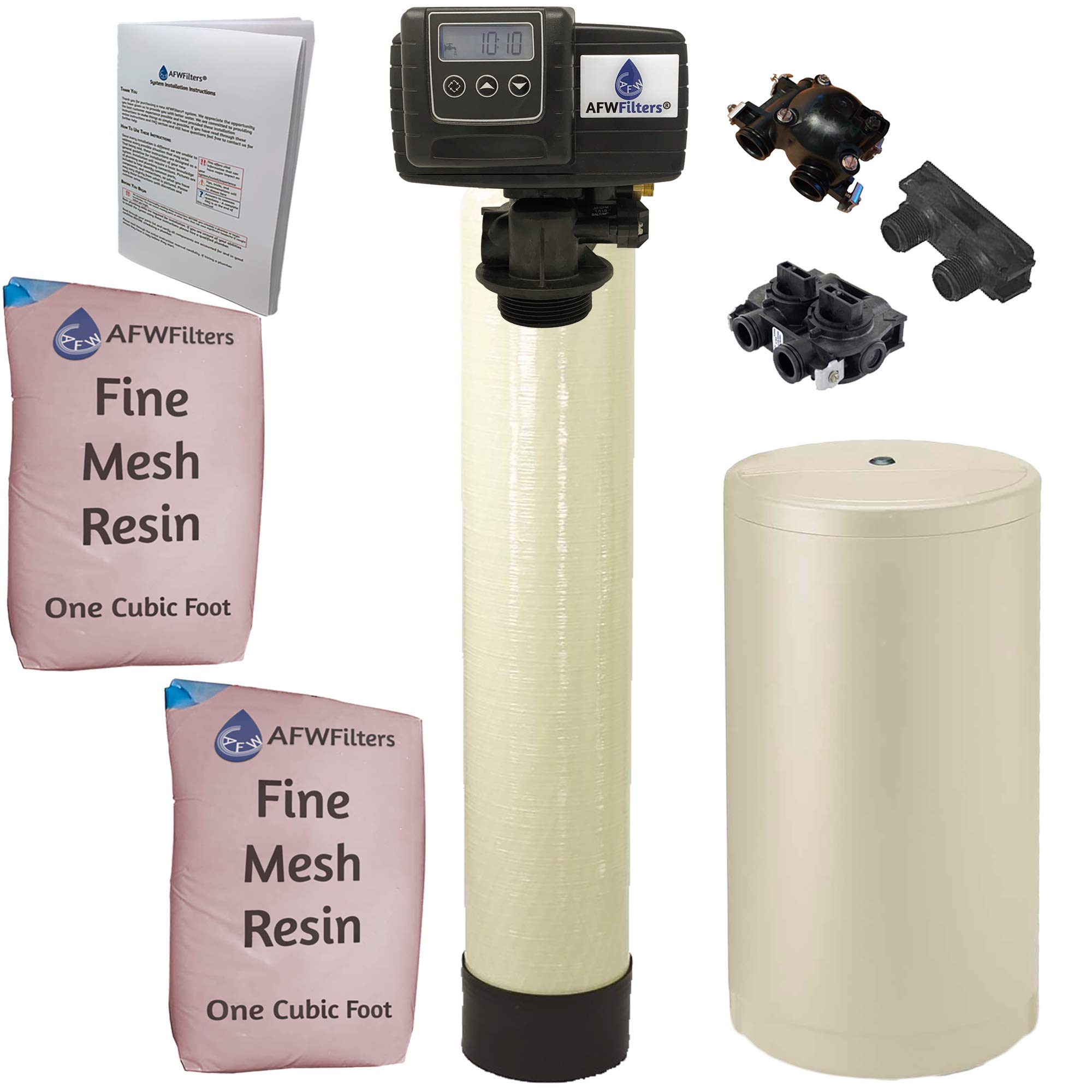 AFWFiltersIron Pro 2 Combination Water Softener Iron Filter Fleck 5600SXT Digital Metered Valve 64,000 Grain - High Flow for Whole House Use - Removes Hardness, Iron, Manganese, Sediment, Rust
