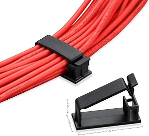 50Pack Self Adhesive Cable Management Clips, Cable Organizers Wire Clips Cord Holder for TV PC Laptop Ethernet Cable Desktop Home Office Indoor/Outdoor